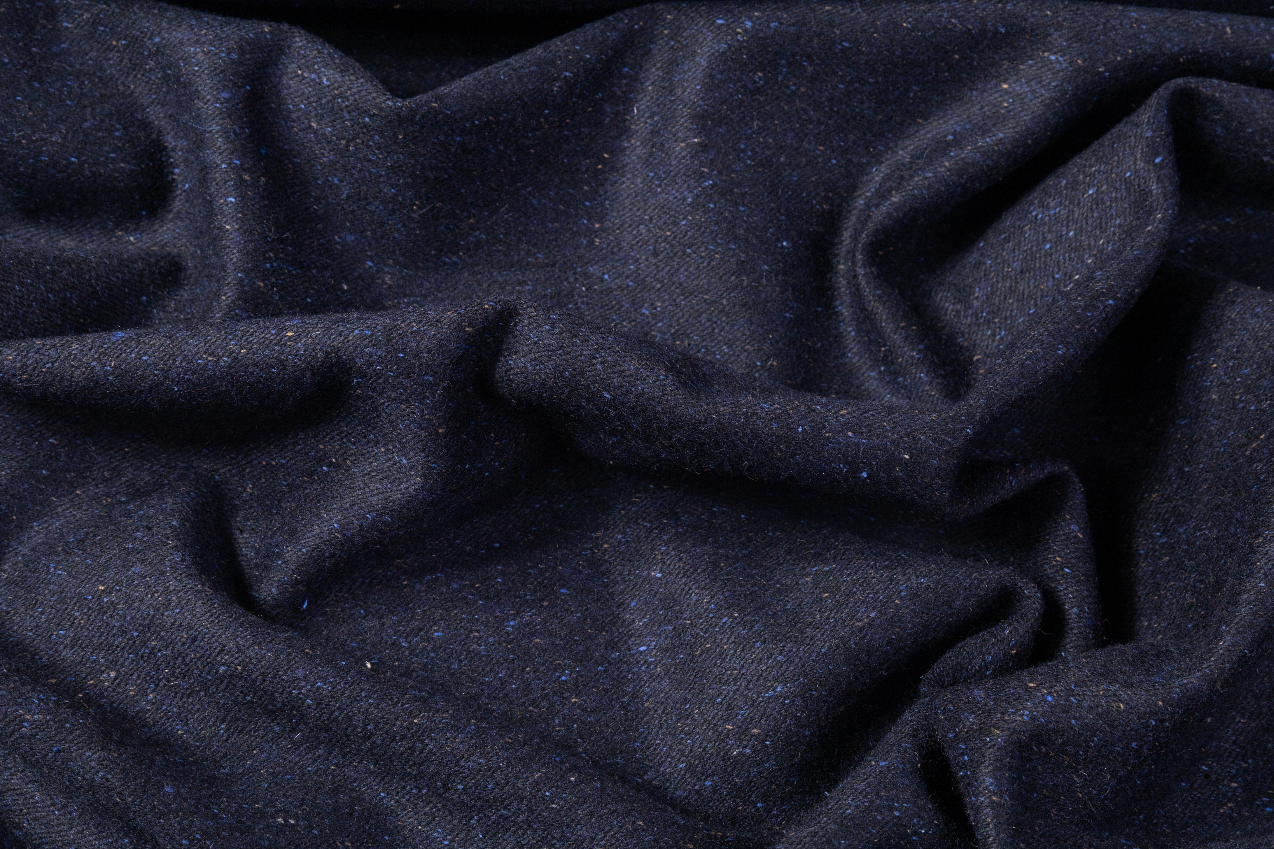 Italian Silk / Wool Tweed - Navy Blue
