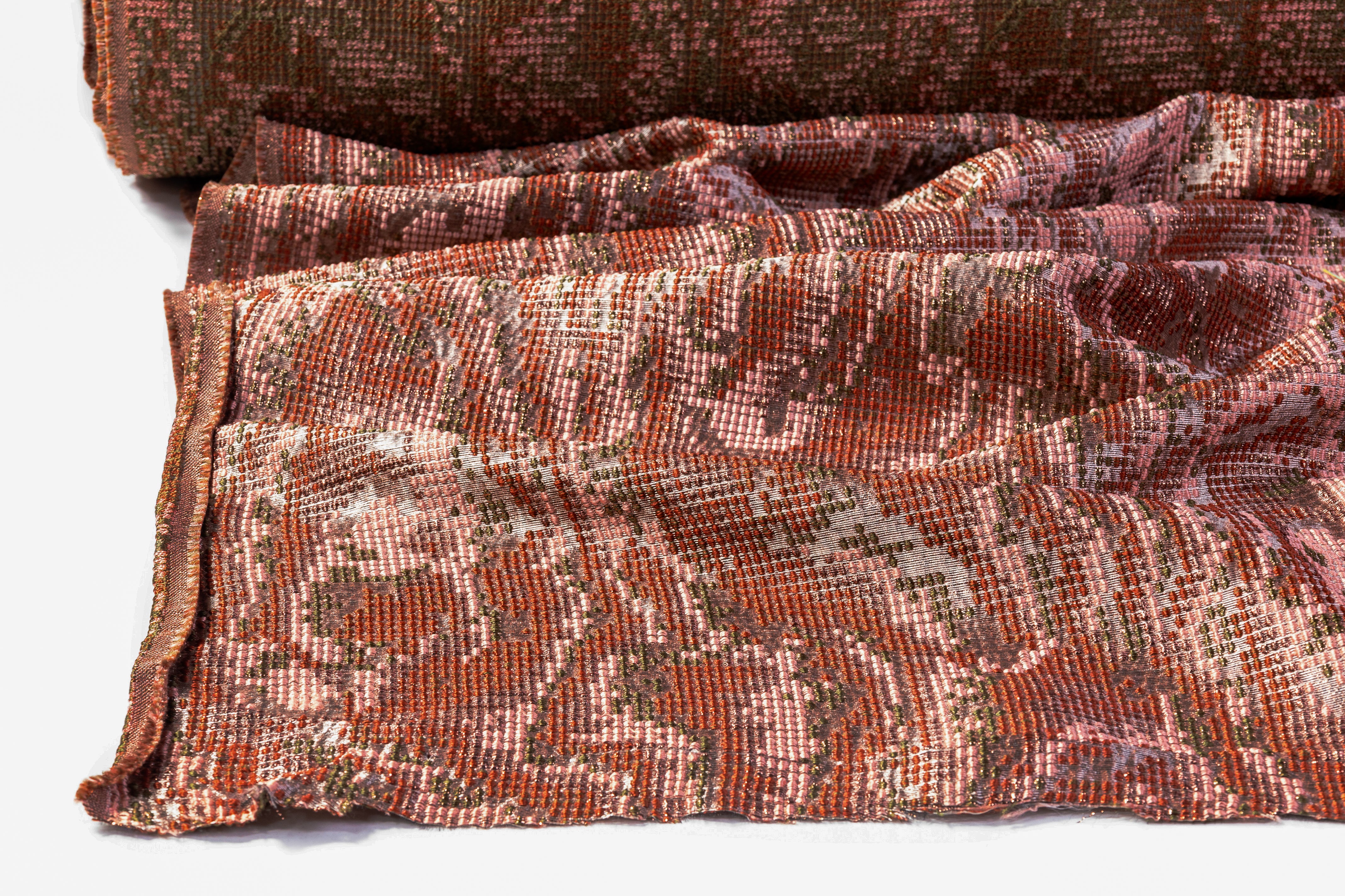 Textured Metallic Italian Brocade - Terracotta / Blush