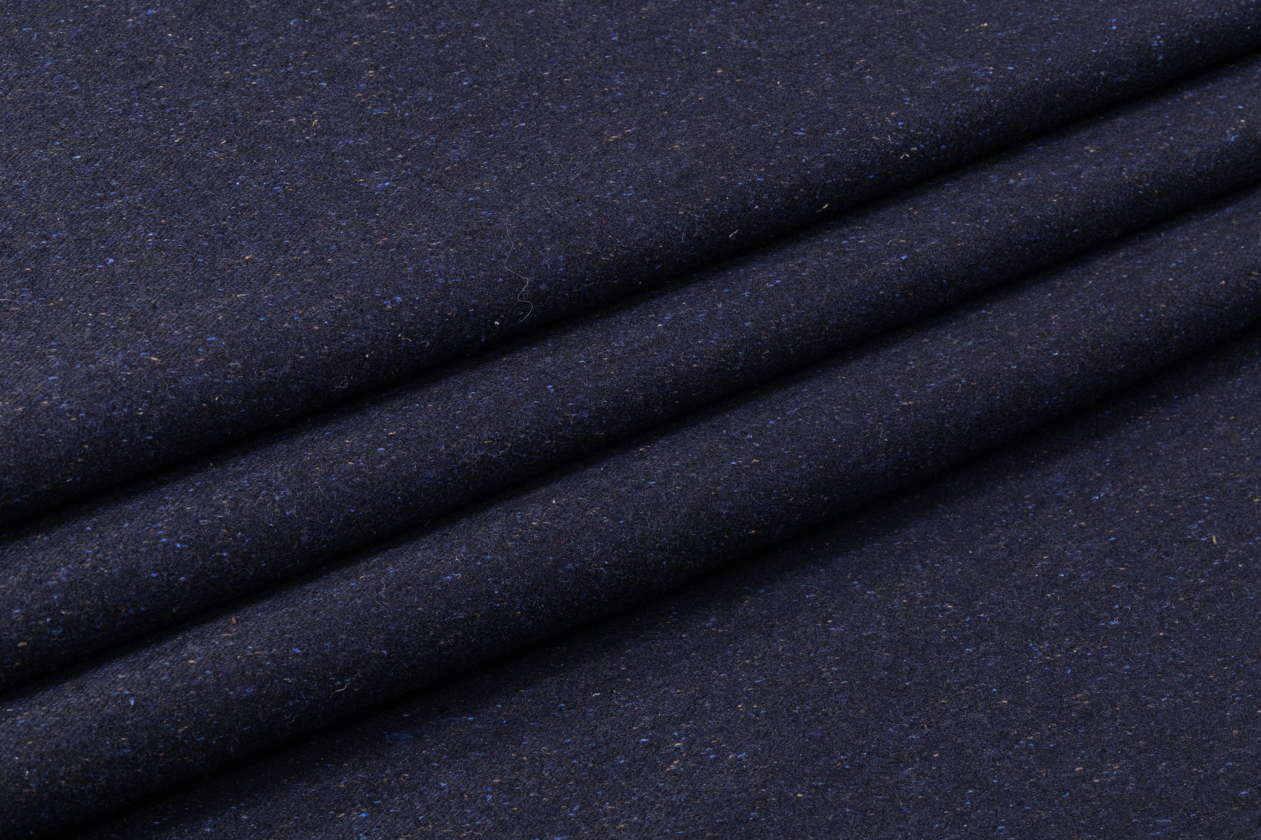 Italian Silk / Wool Tweed - Navy Blue