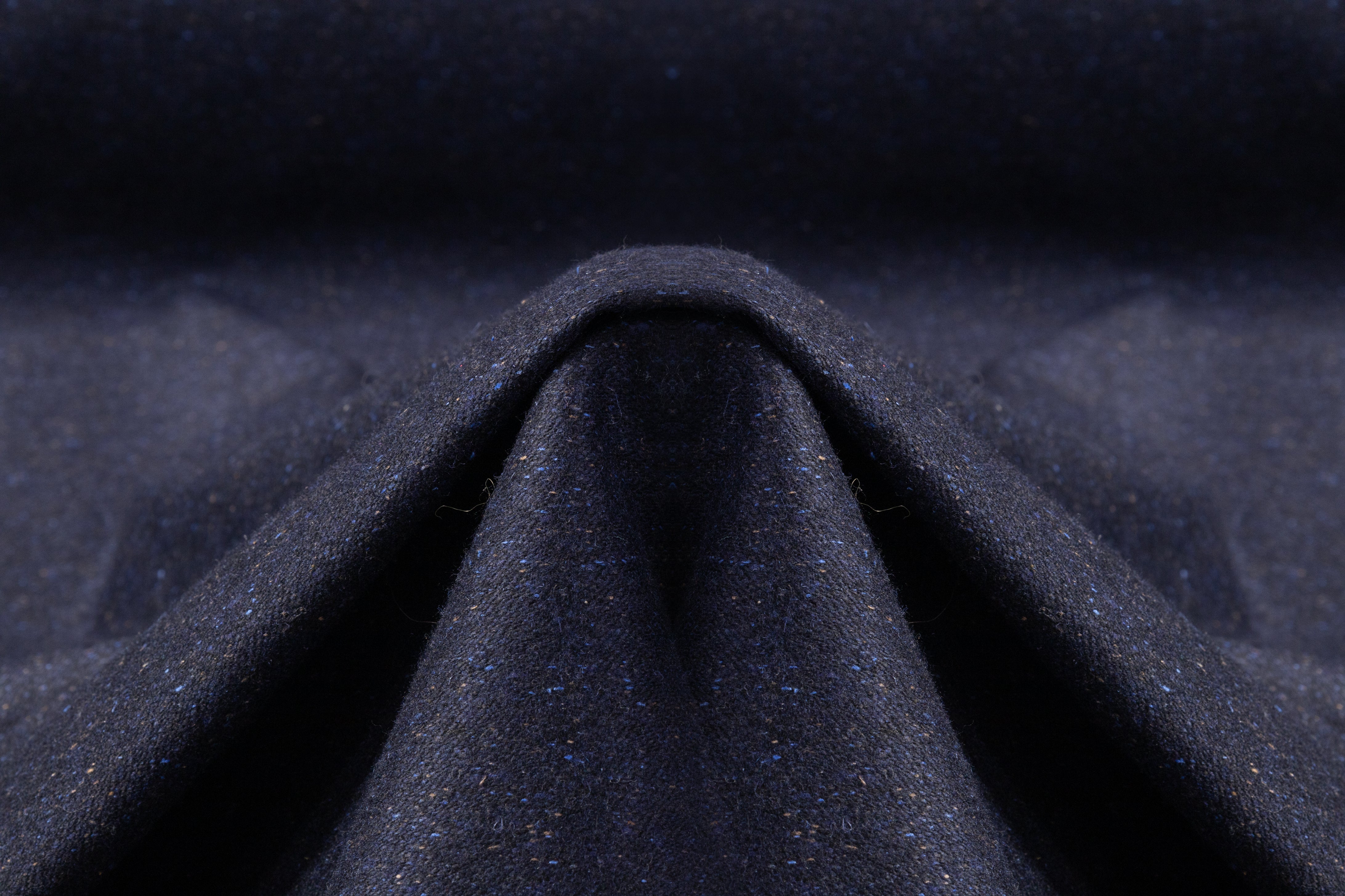 Italian Silk / Wool Tweed - Navy Blue