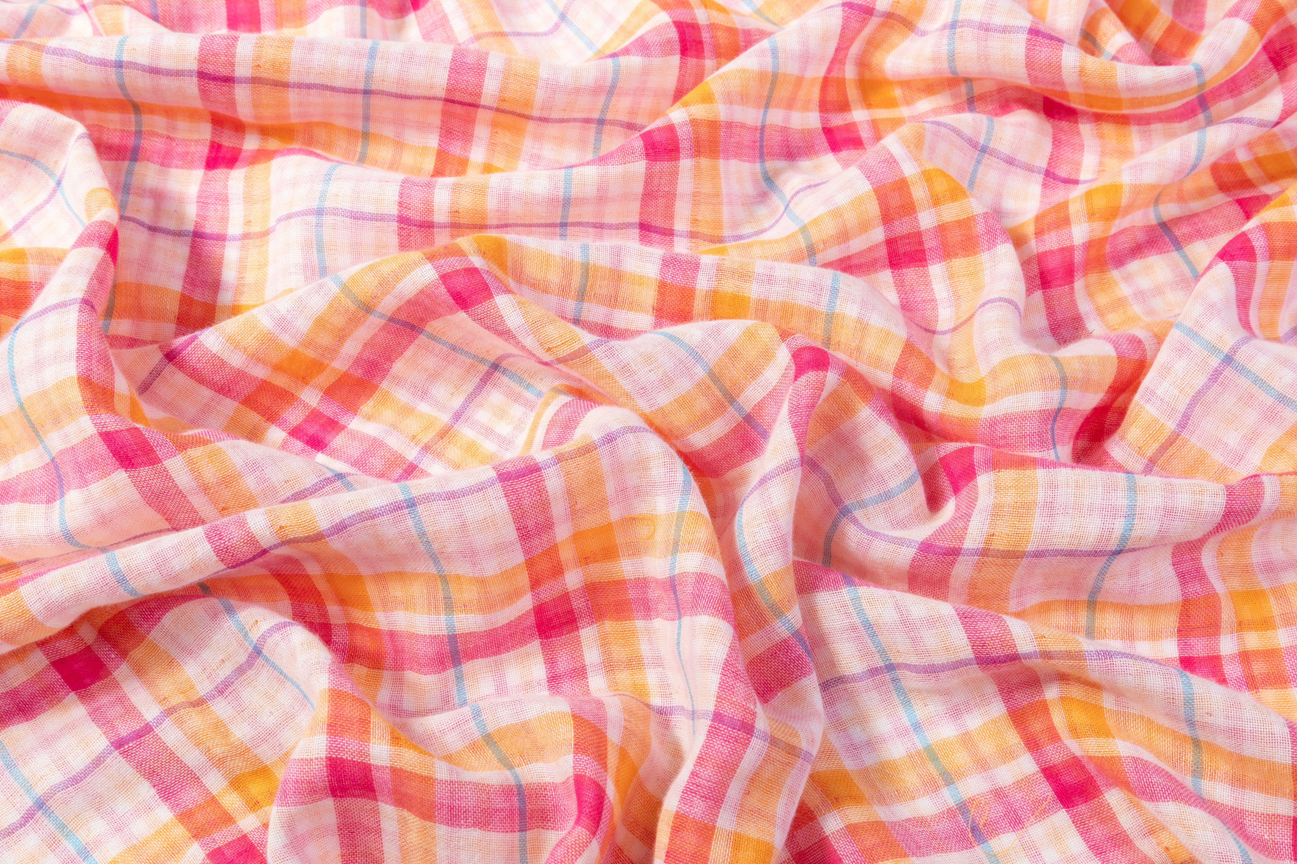 Printed Double Cotton Gauze - Pink / Purple / Orange