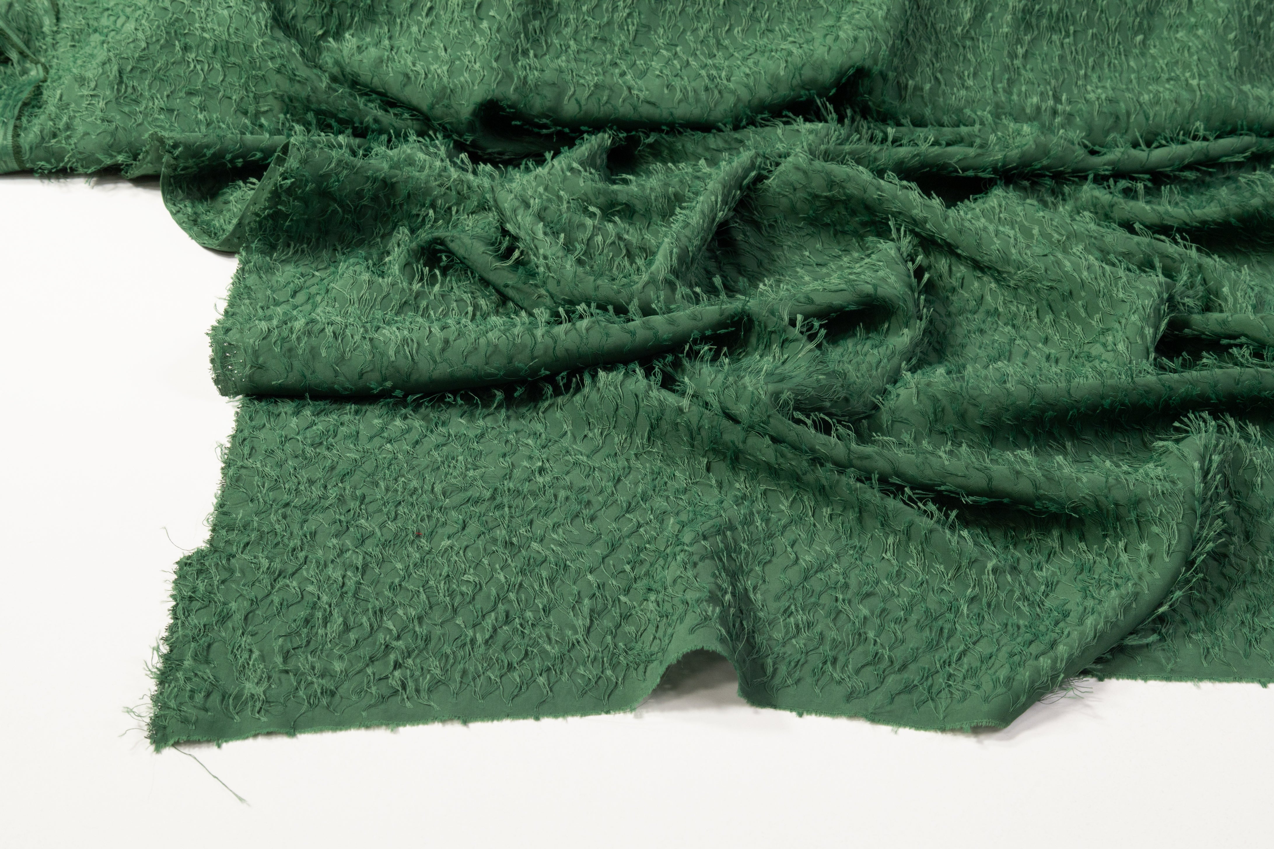Fringed Italian Poly Viscose Crepe - Green