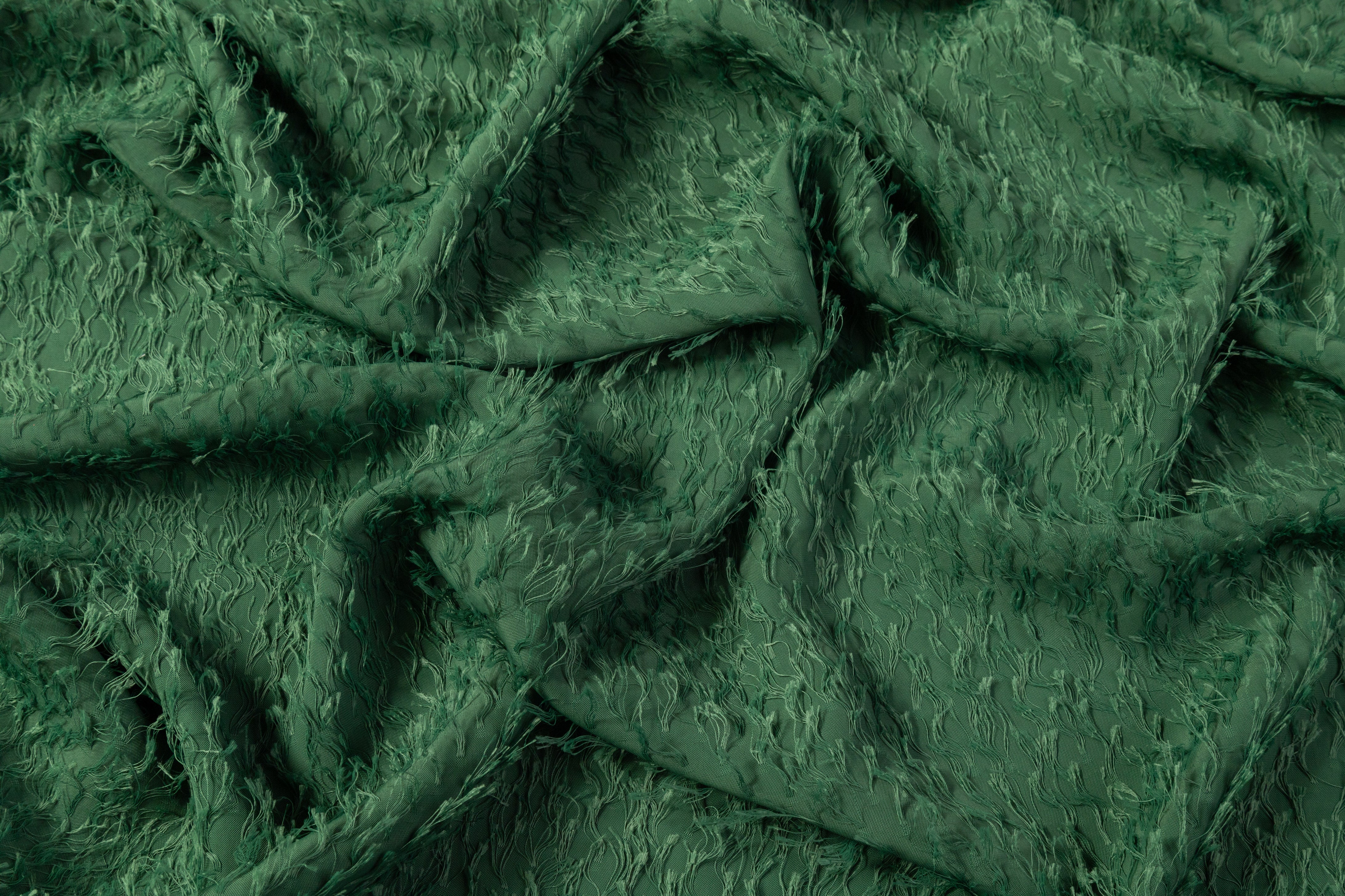 Fringed Italian Poly Viscose Crepe - Green