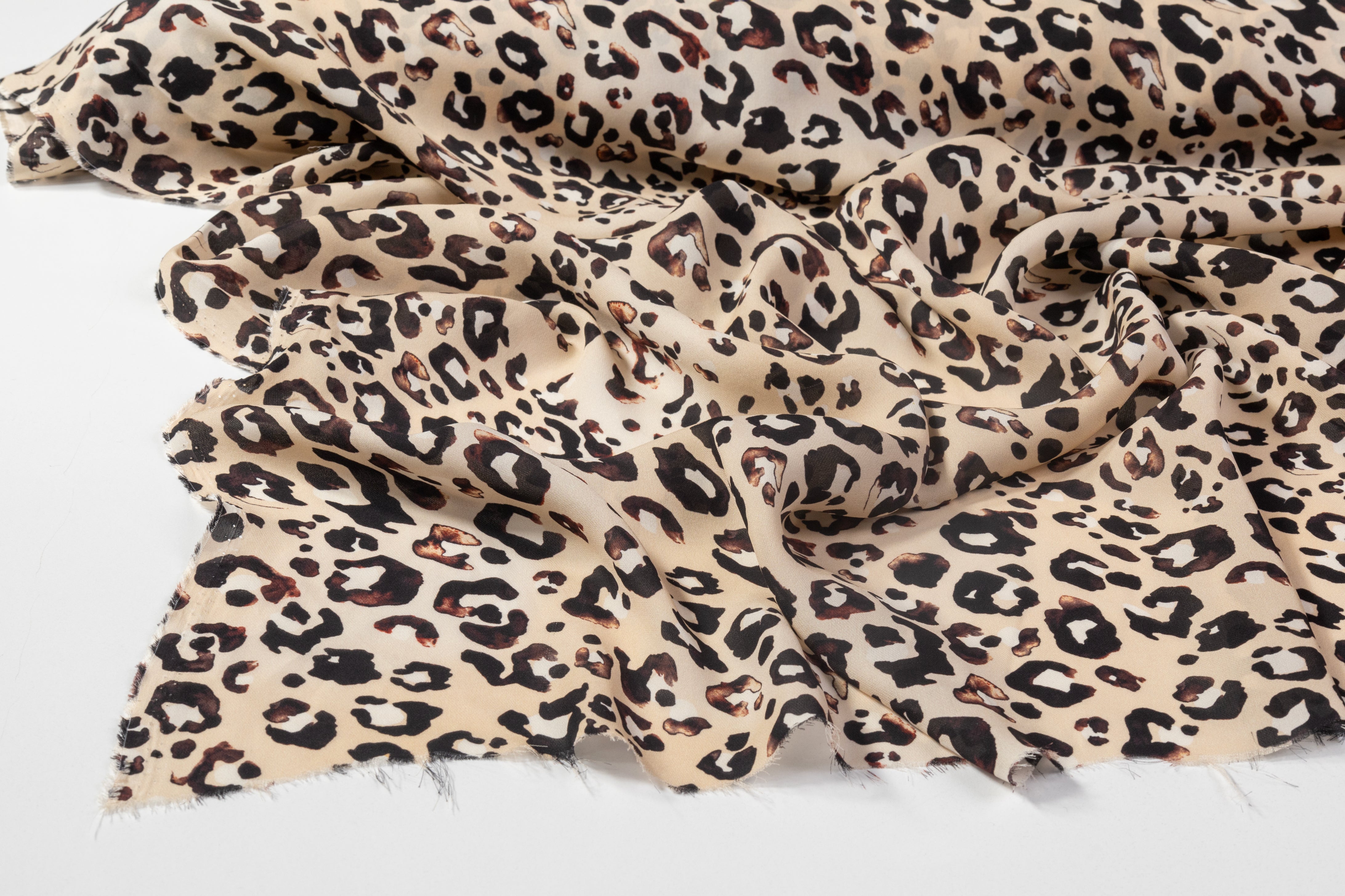 Cheetah Print Silk Crepe De Chine - Beige