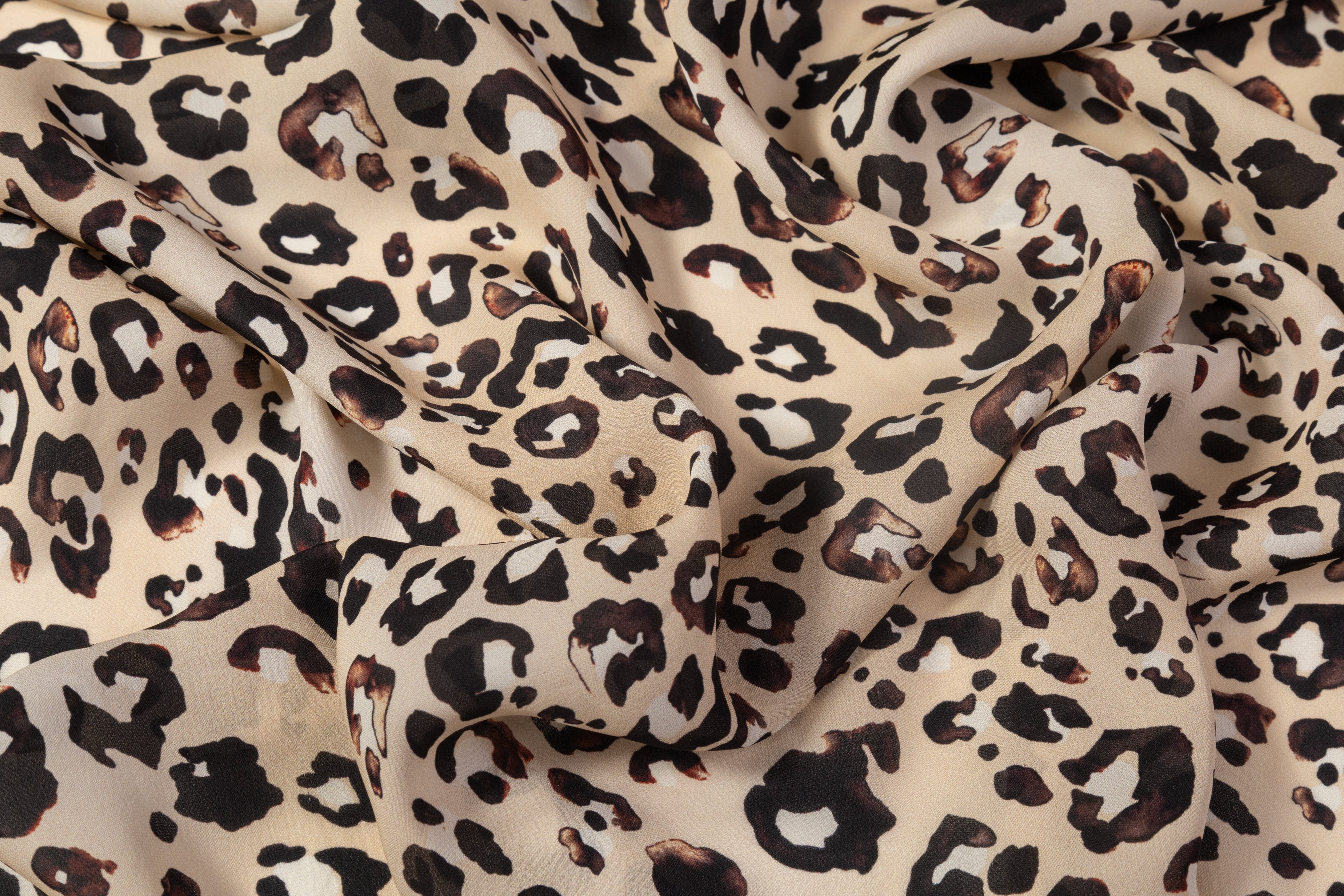 Cheetah Print Silk Crepe De Chine - Beige