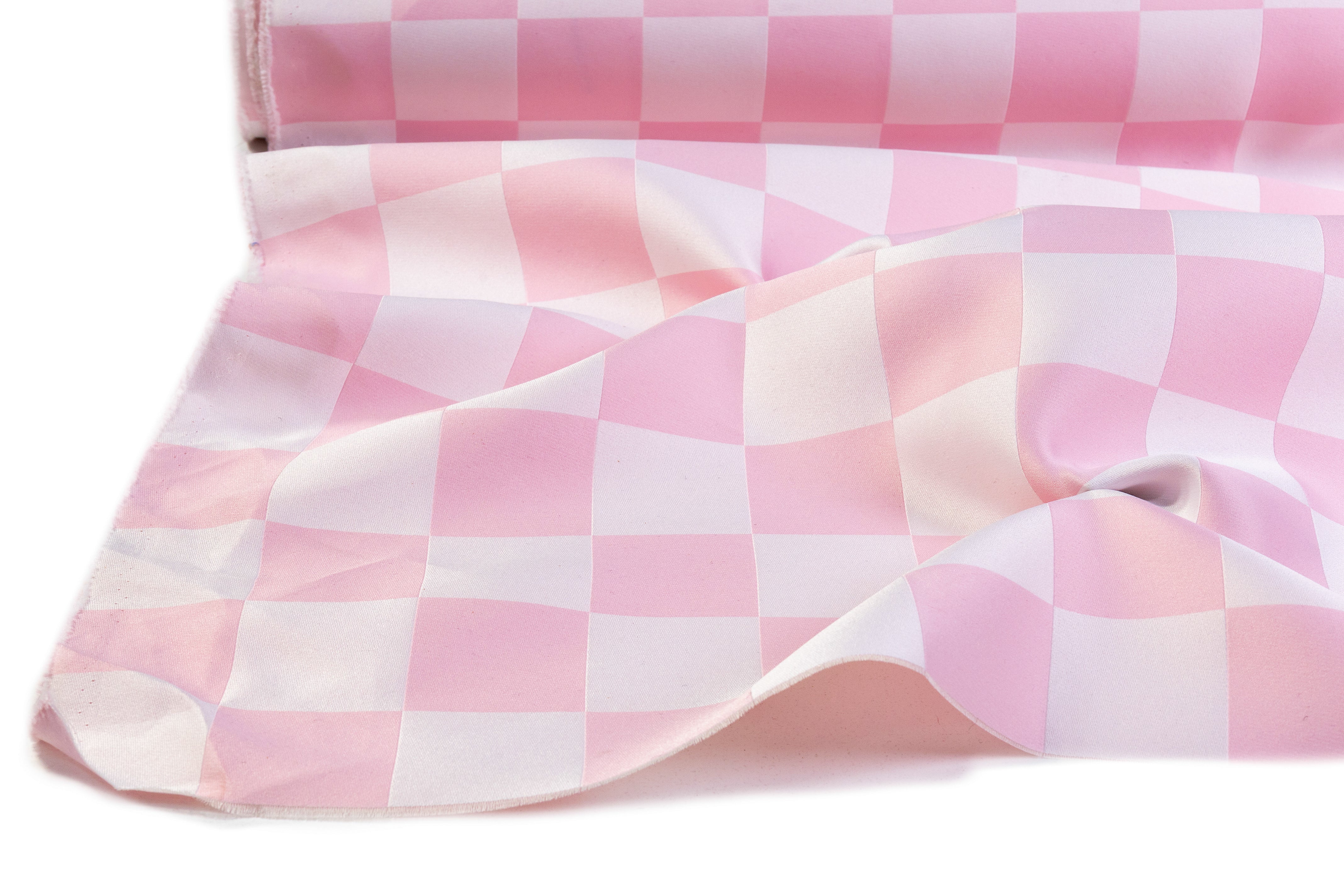 Double Faced Checked Italian Silk Blend Brocade - Pink