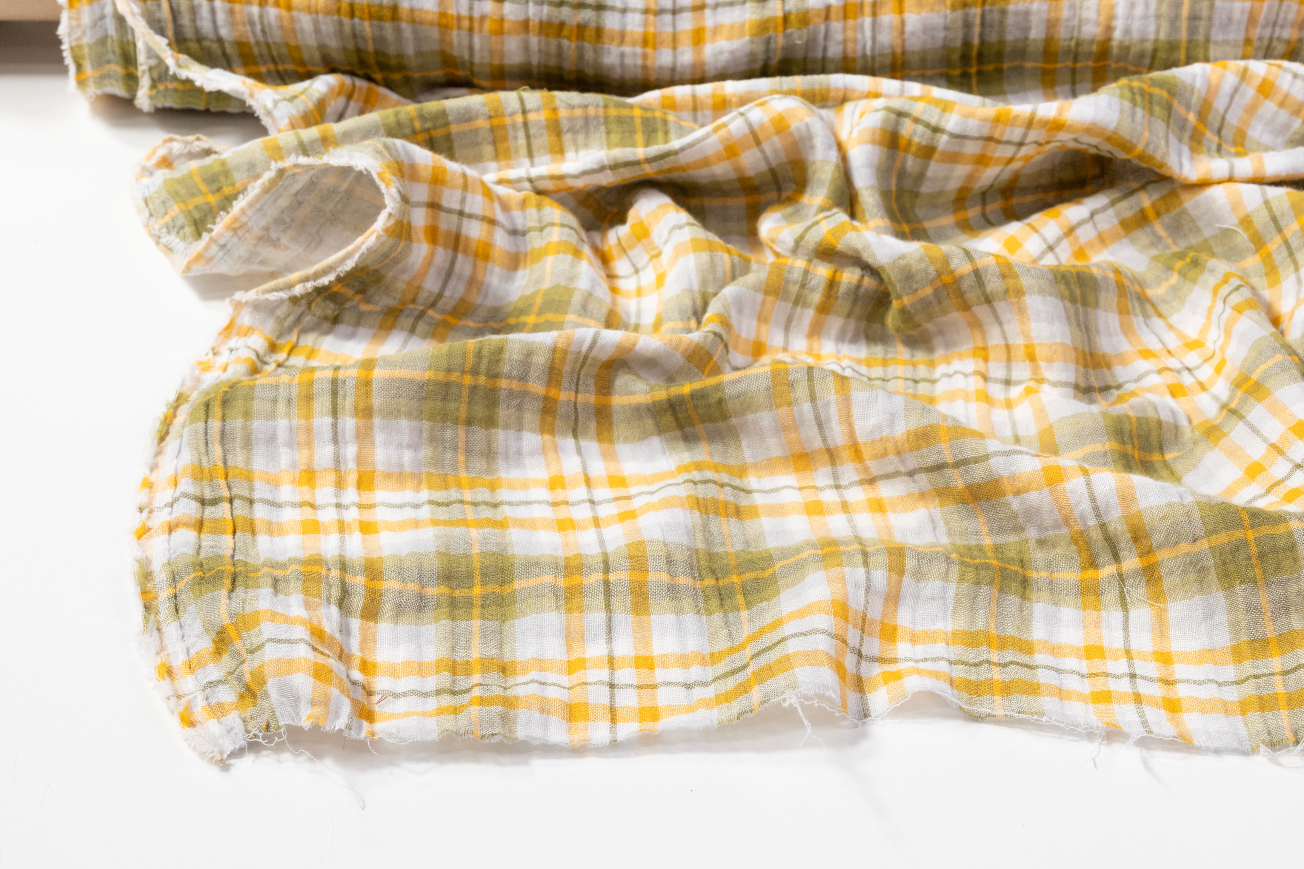 Printed Cotton Gauze - Green / Orange / White