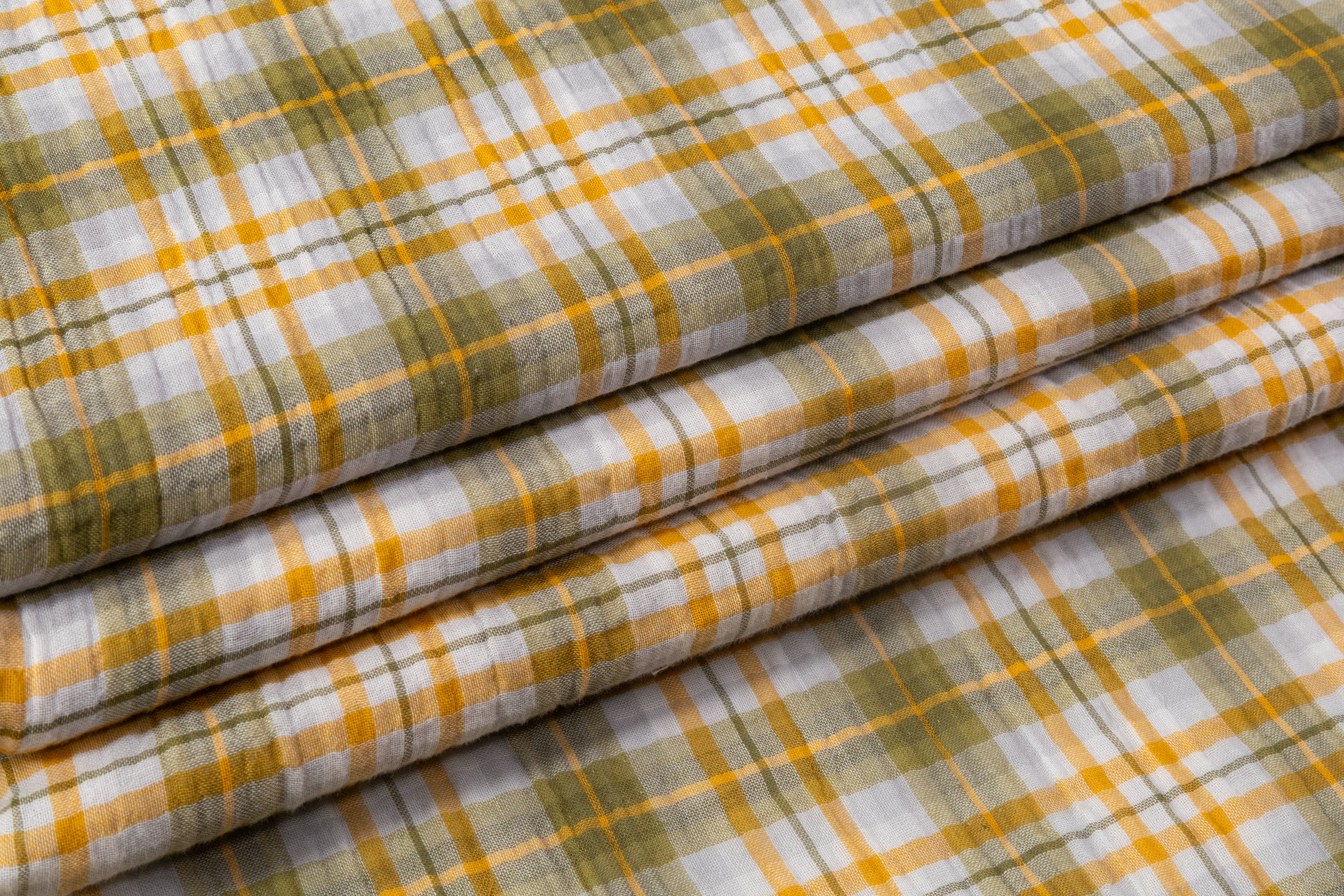 Printed Cotton Gauze - Green / Orange / White