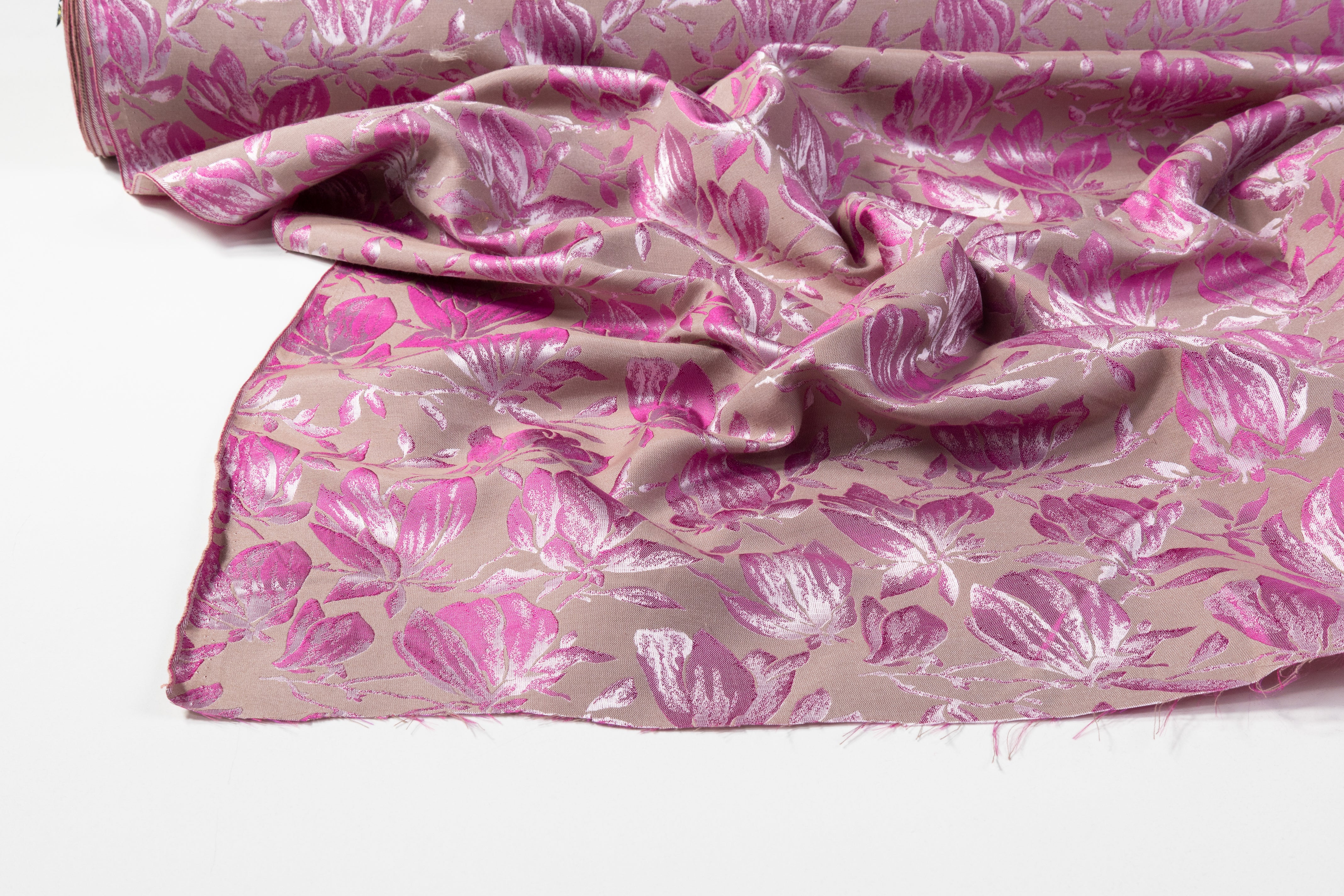 Floral Jacquard - Fuchsia / Taupe