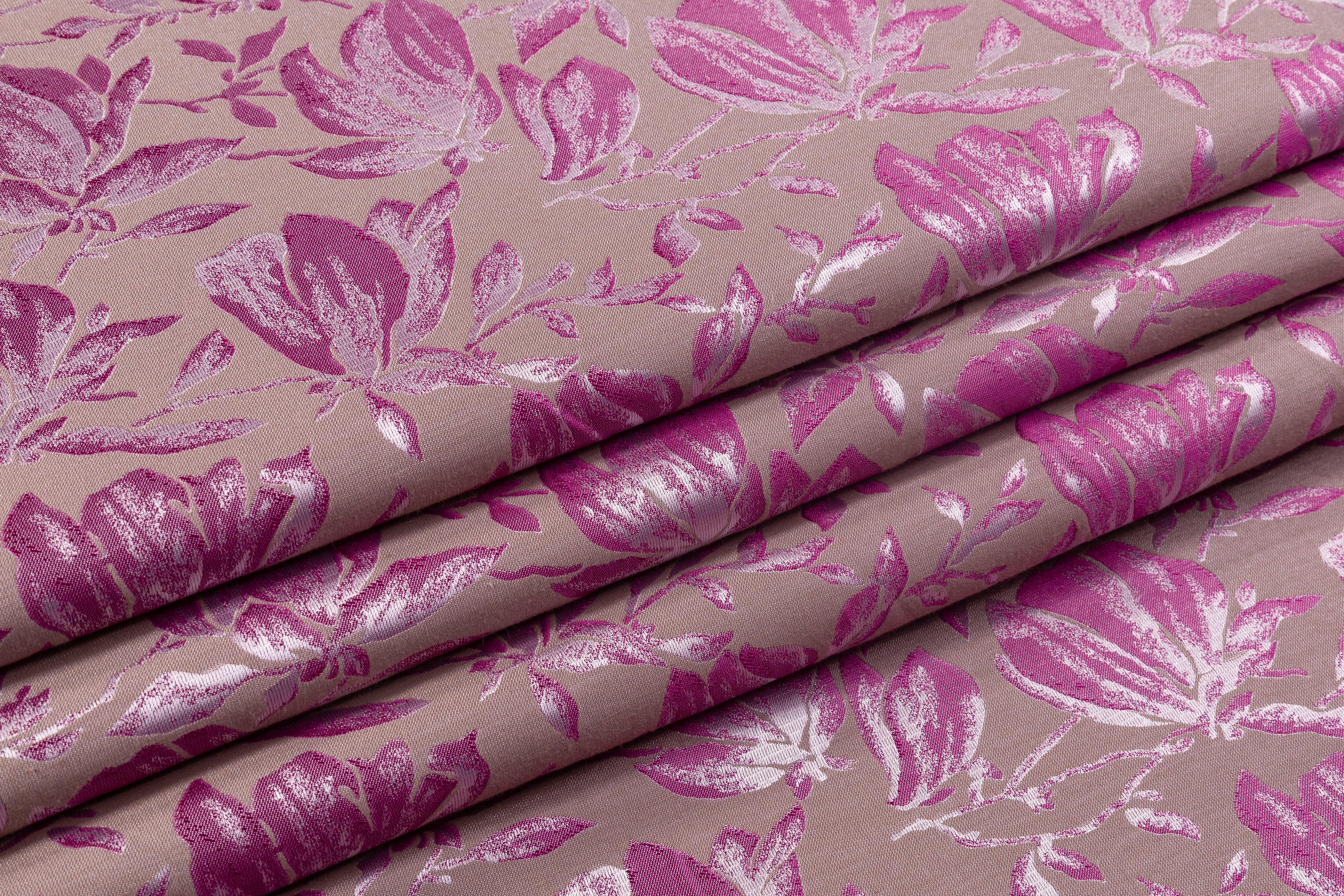 Floral Jacquard - Fuchsia / Taupe