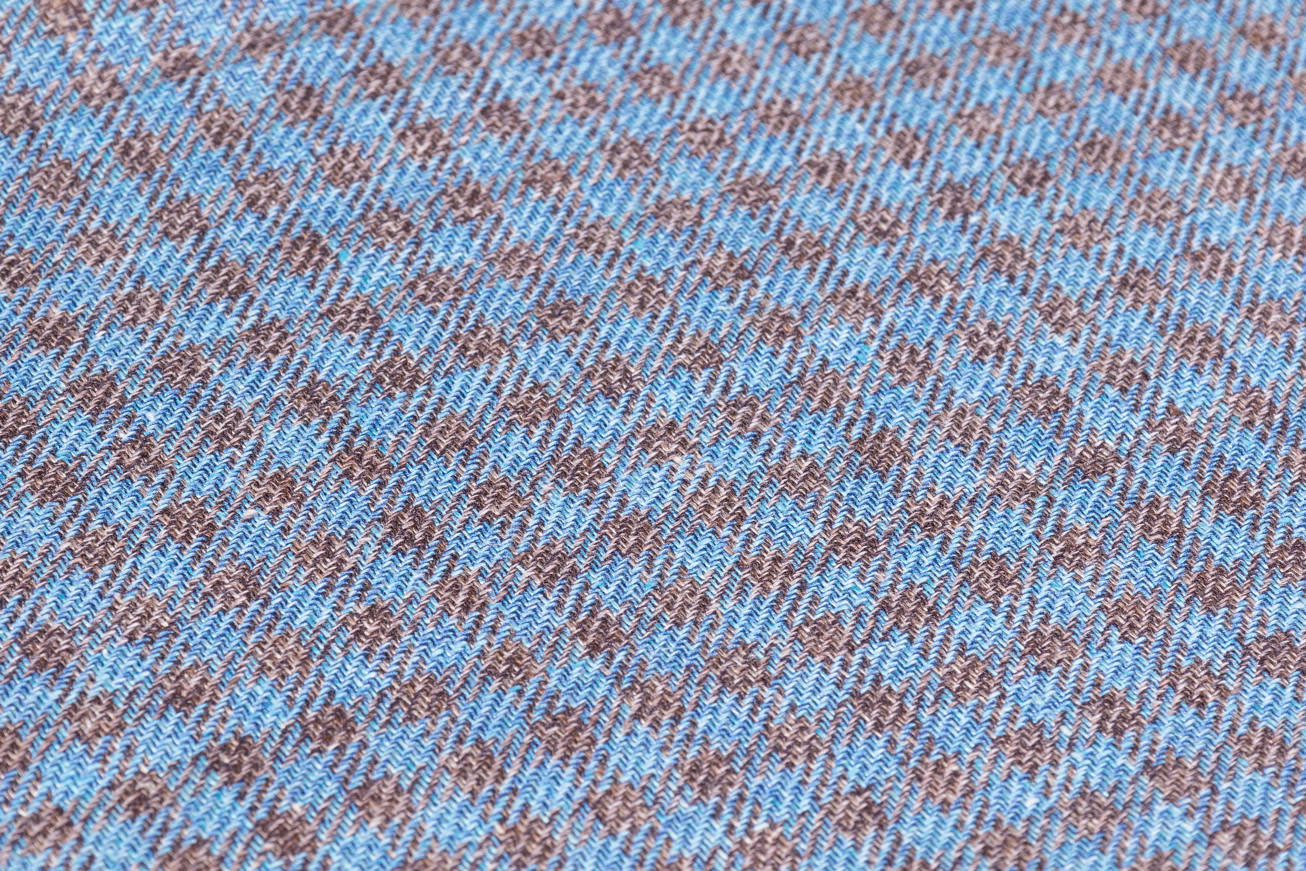 Vitale Barberis Canonico - Checked Italian Silk Linen Cotton Suiting - Blue / Brown