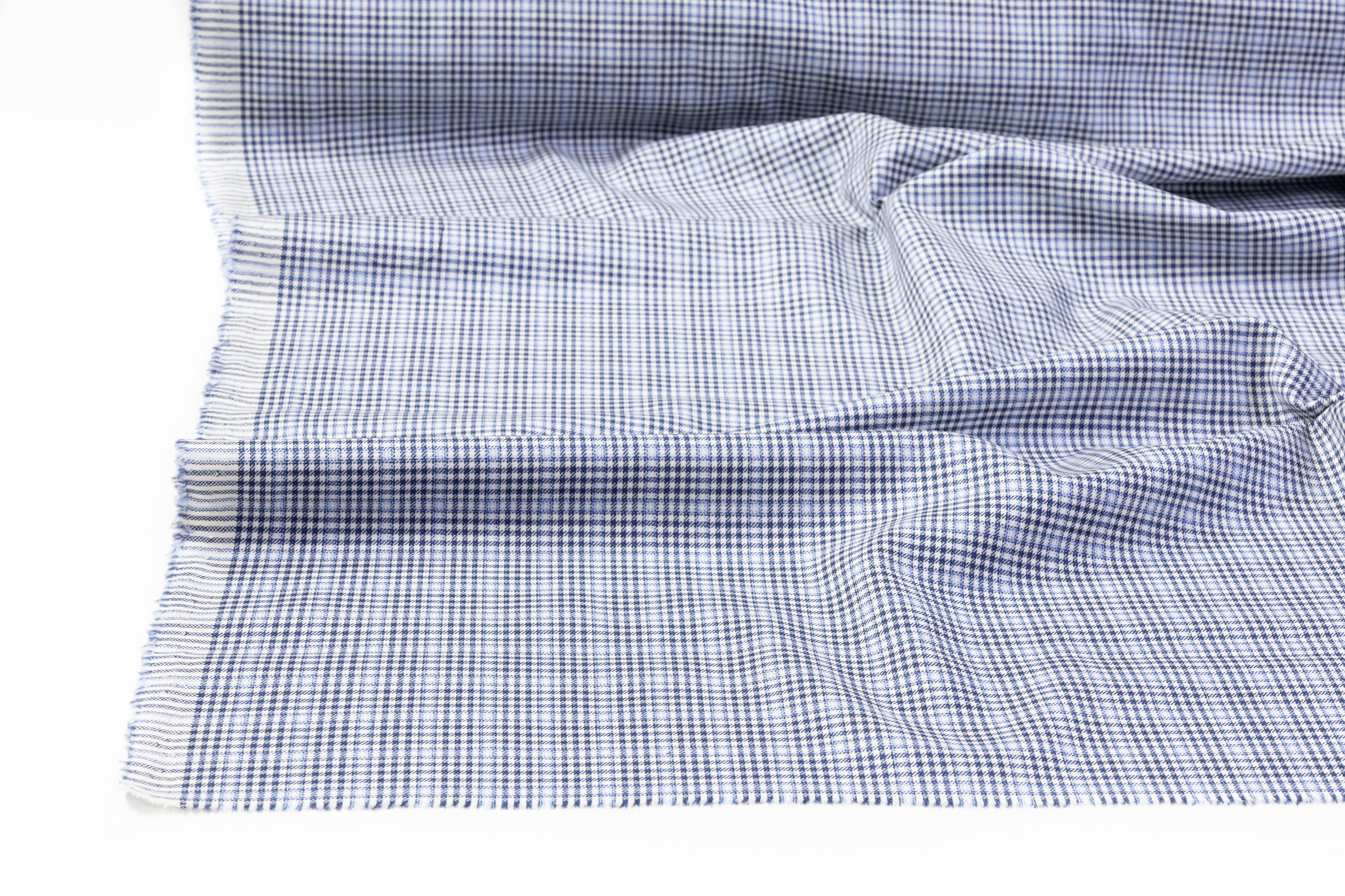 Checked Italian Wool Suiting - Blue / White