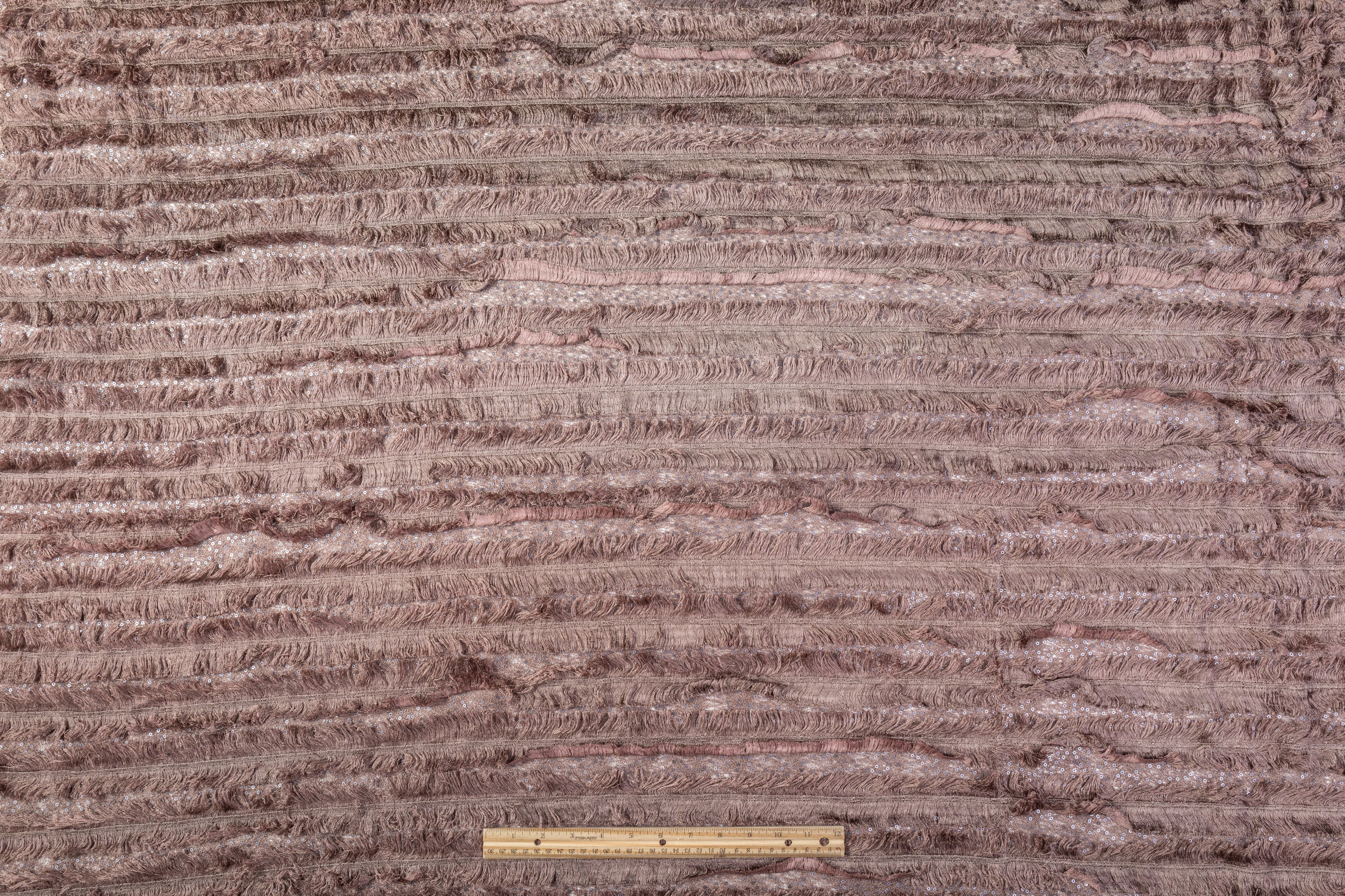 Sequined and Fringed Lace - Deep Mauve