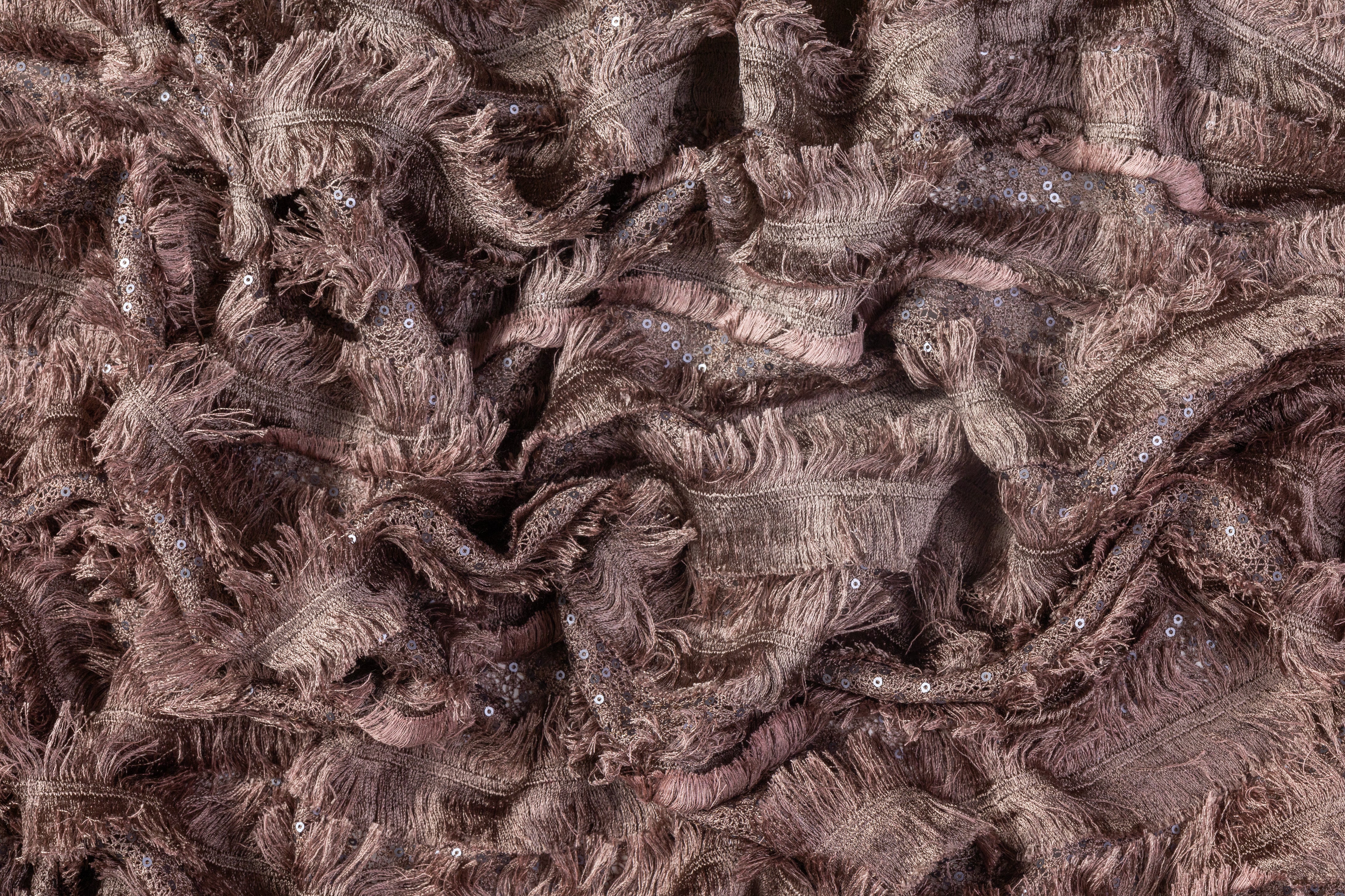 Sequined and Fringed Lace - Deep Mauve