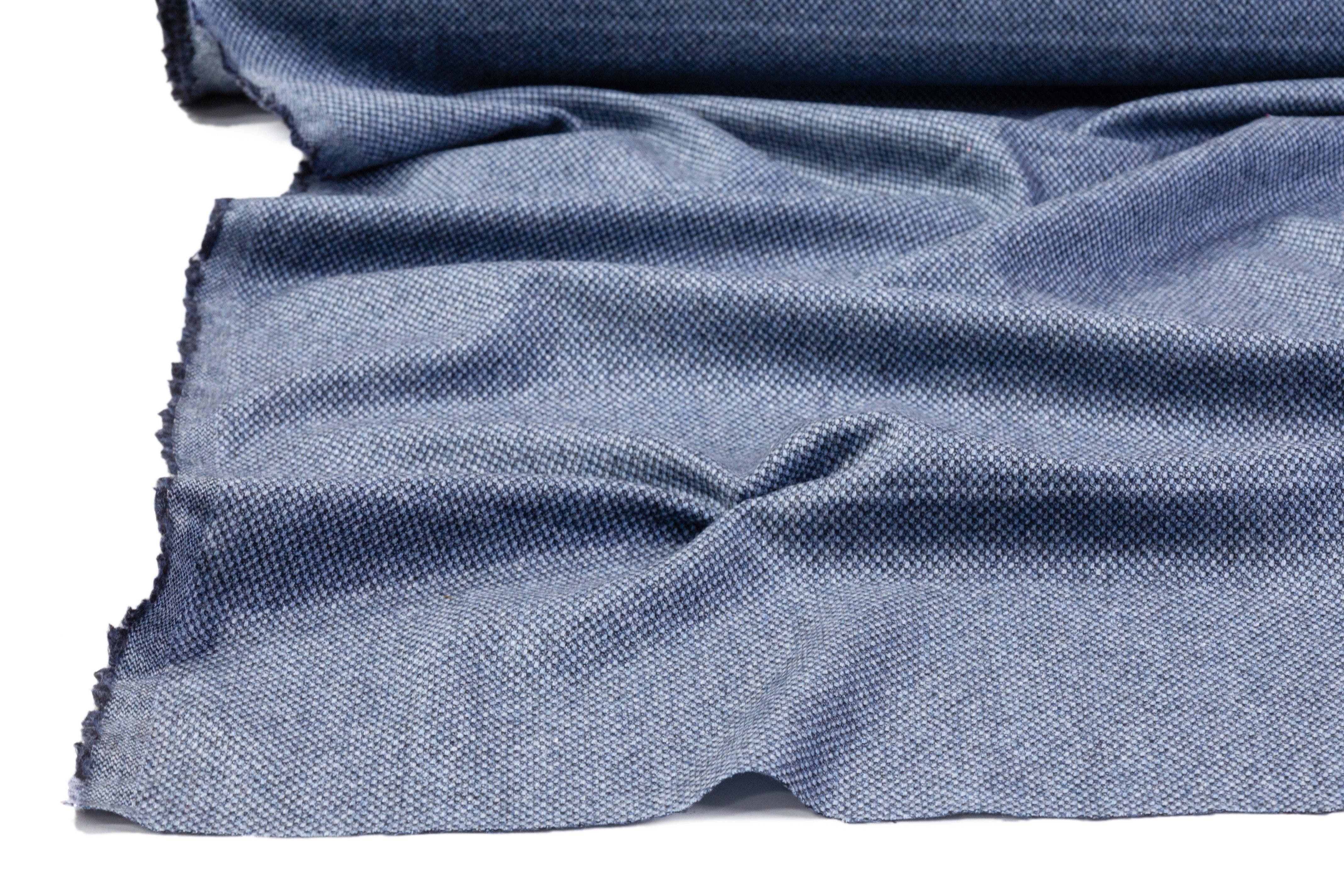 Italian Wool Cashmere Tweed Suiting - Blue