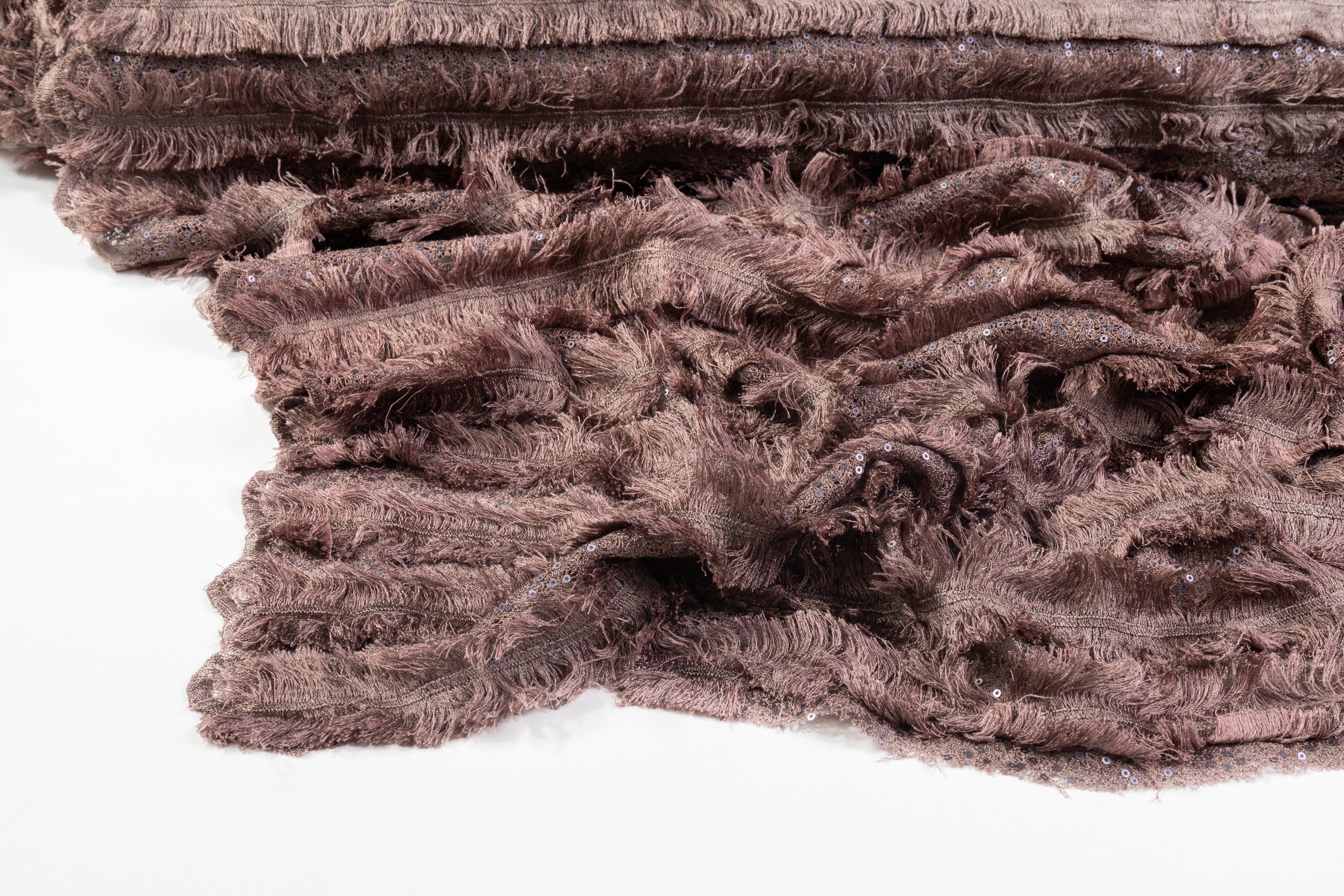 Sequined and Fringed Lace - Deep Mauve