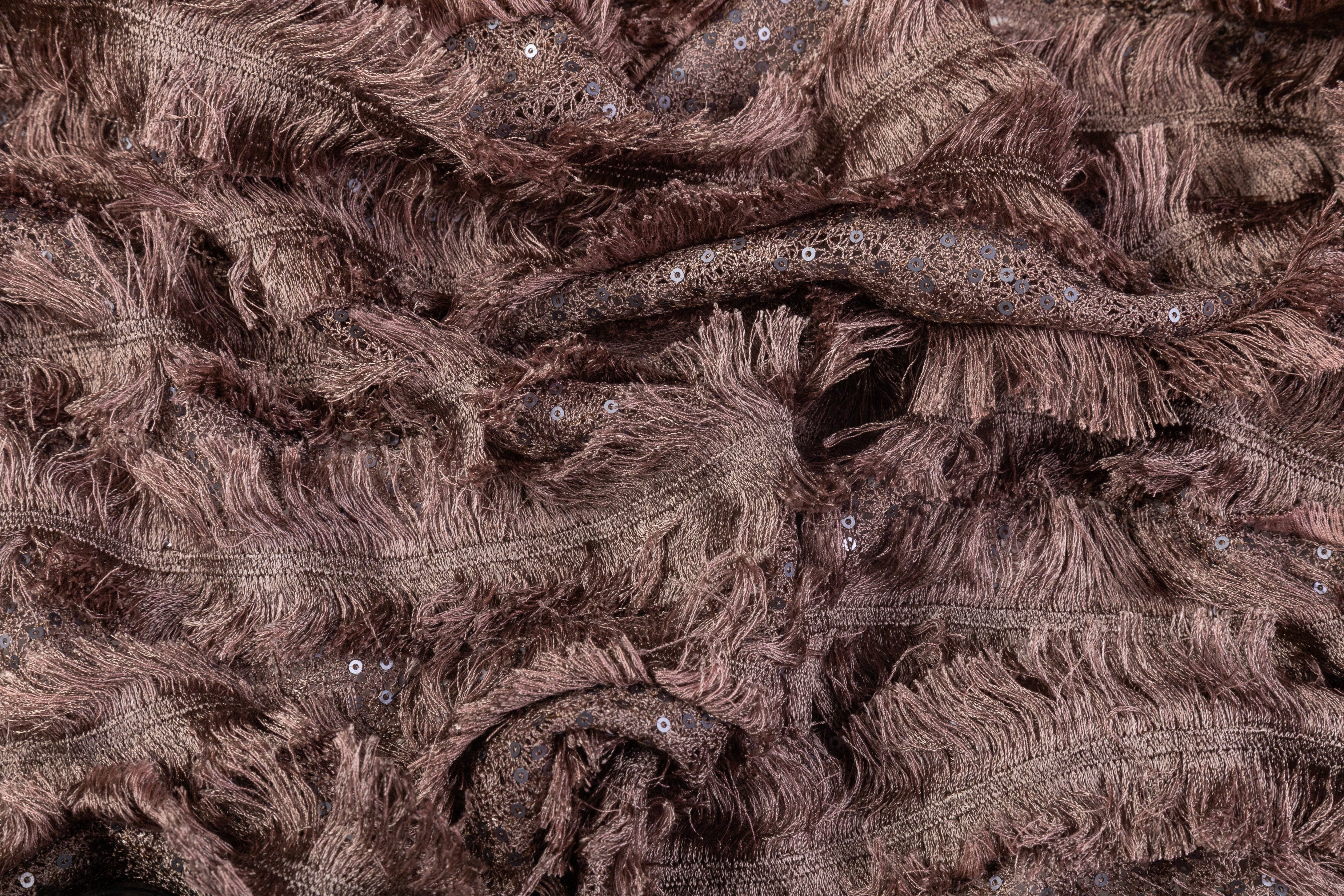 Sequined and Fringed Lace - Deep Mauve