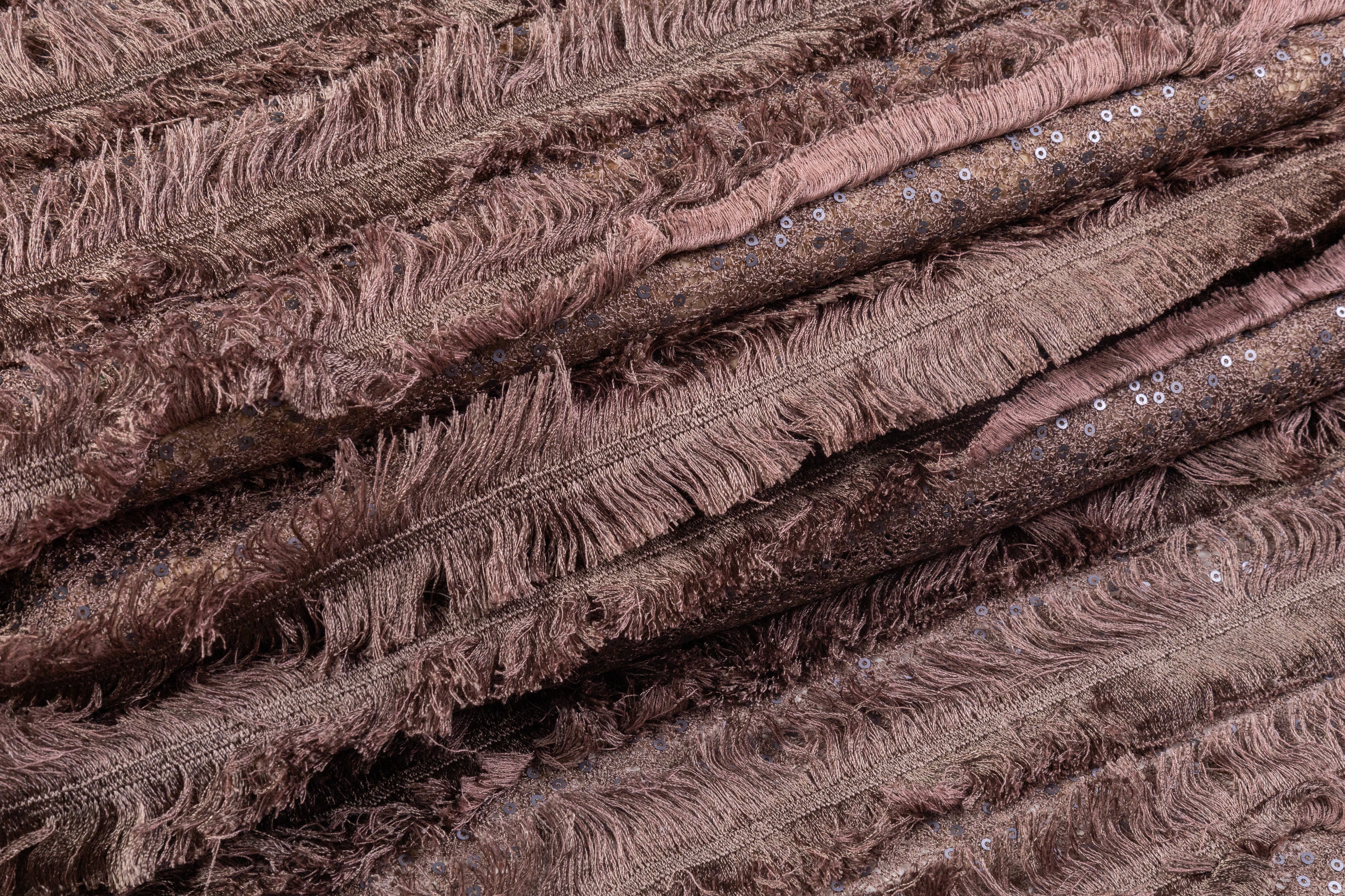 Sequined and Fringed Lace - Deep Mauve