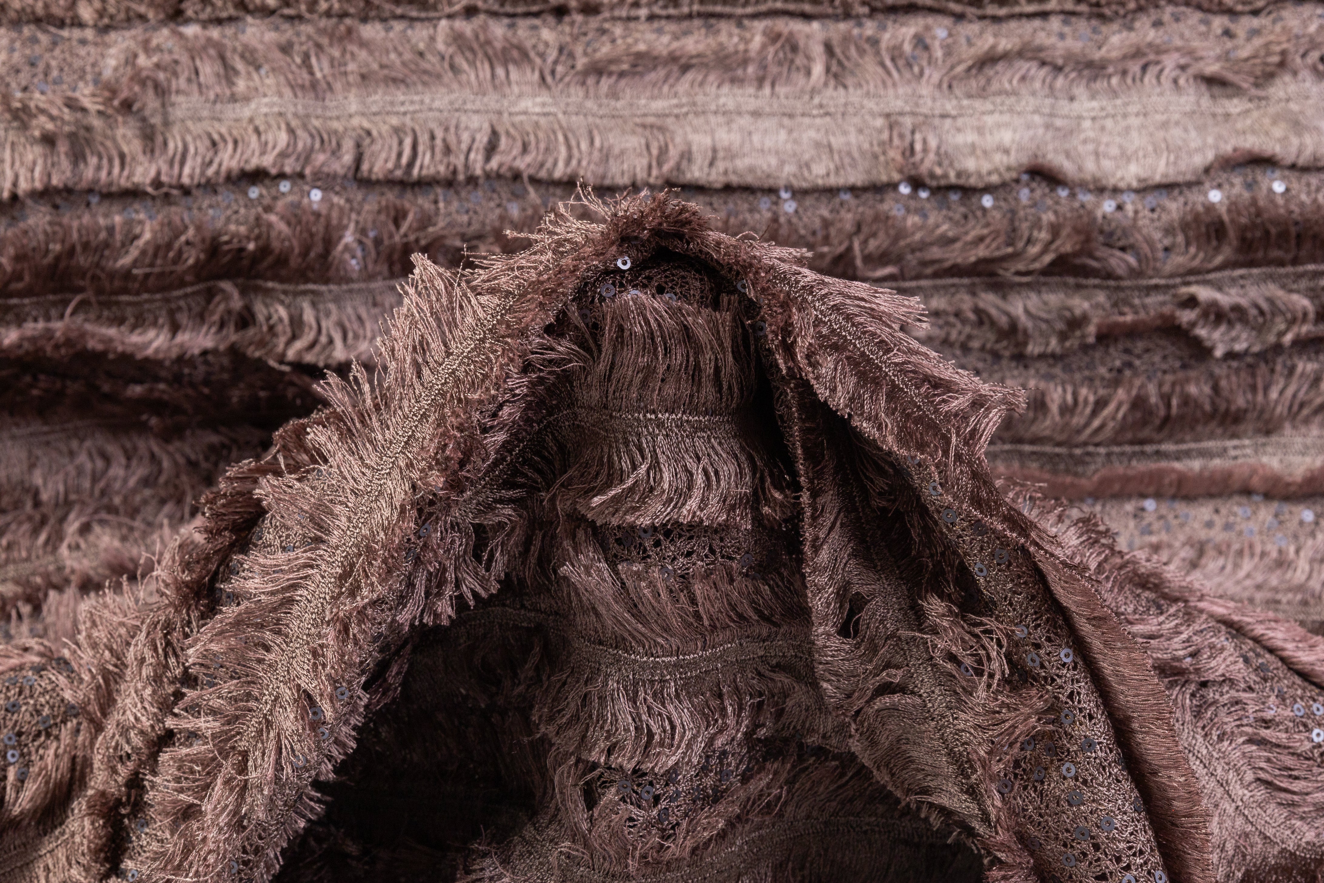 Sequined and Fringed Lace - Deep Mauve