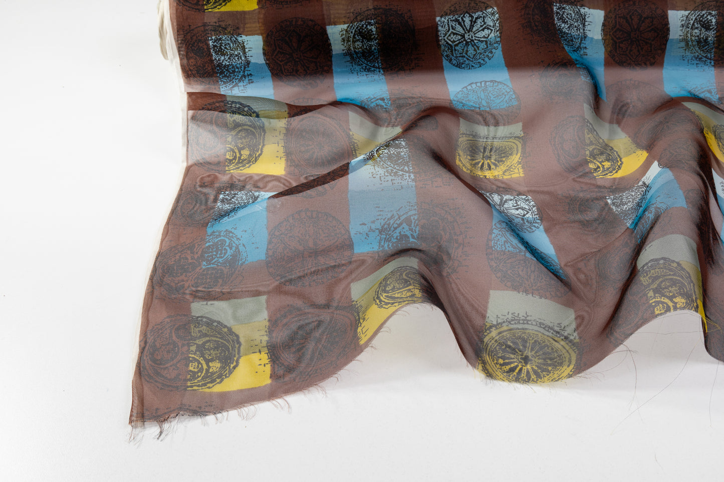 Printed Silk Gazar - Brown