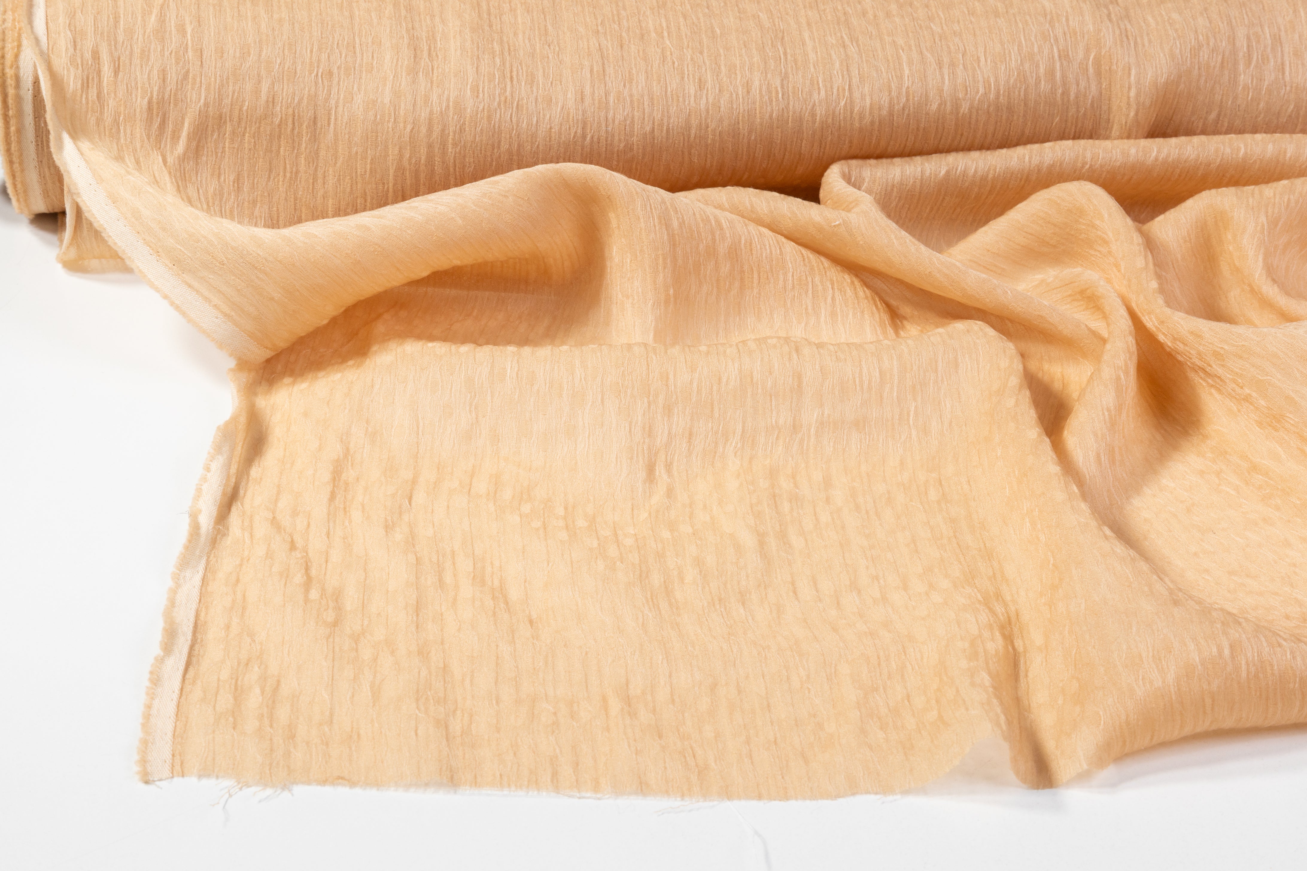 Dotted Crinkled Wool Viscose Gauze - Beige