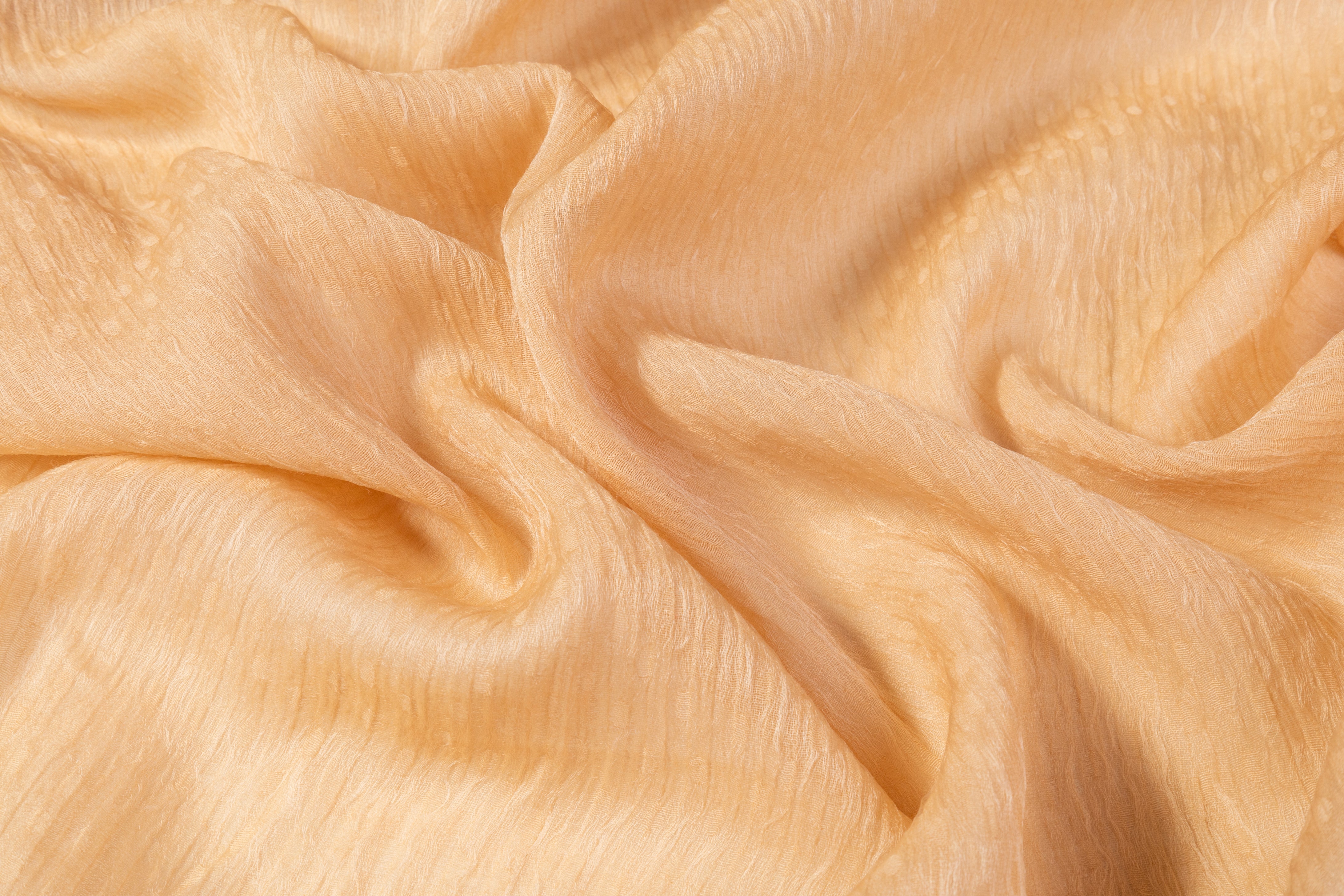 Dotted Crinkled Wool Viscose Gauze - Beige