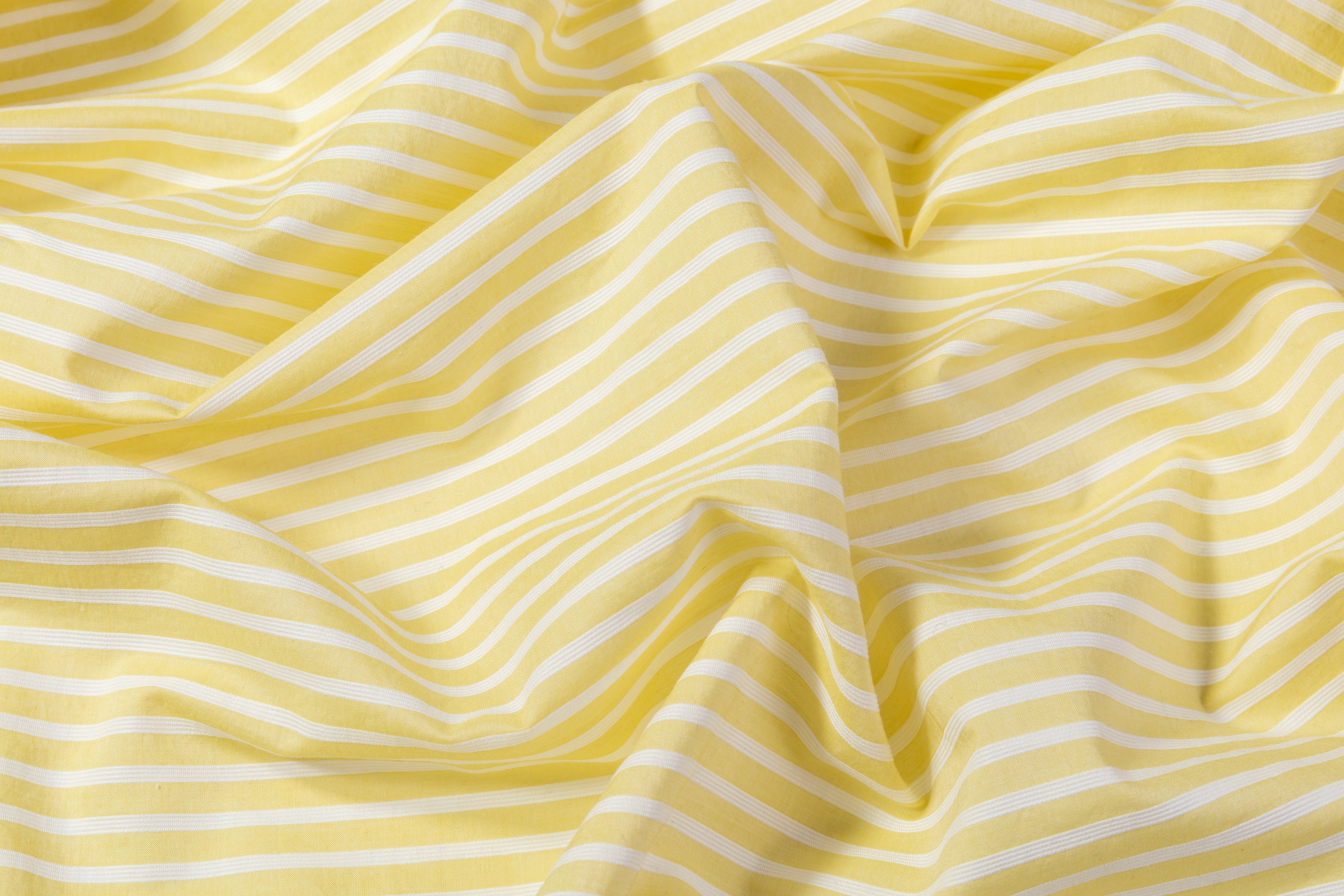 Striped Cotton Shirting - Yellow / White