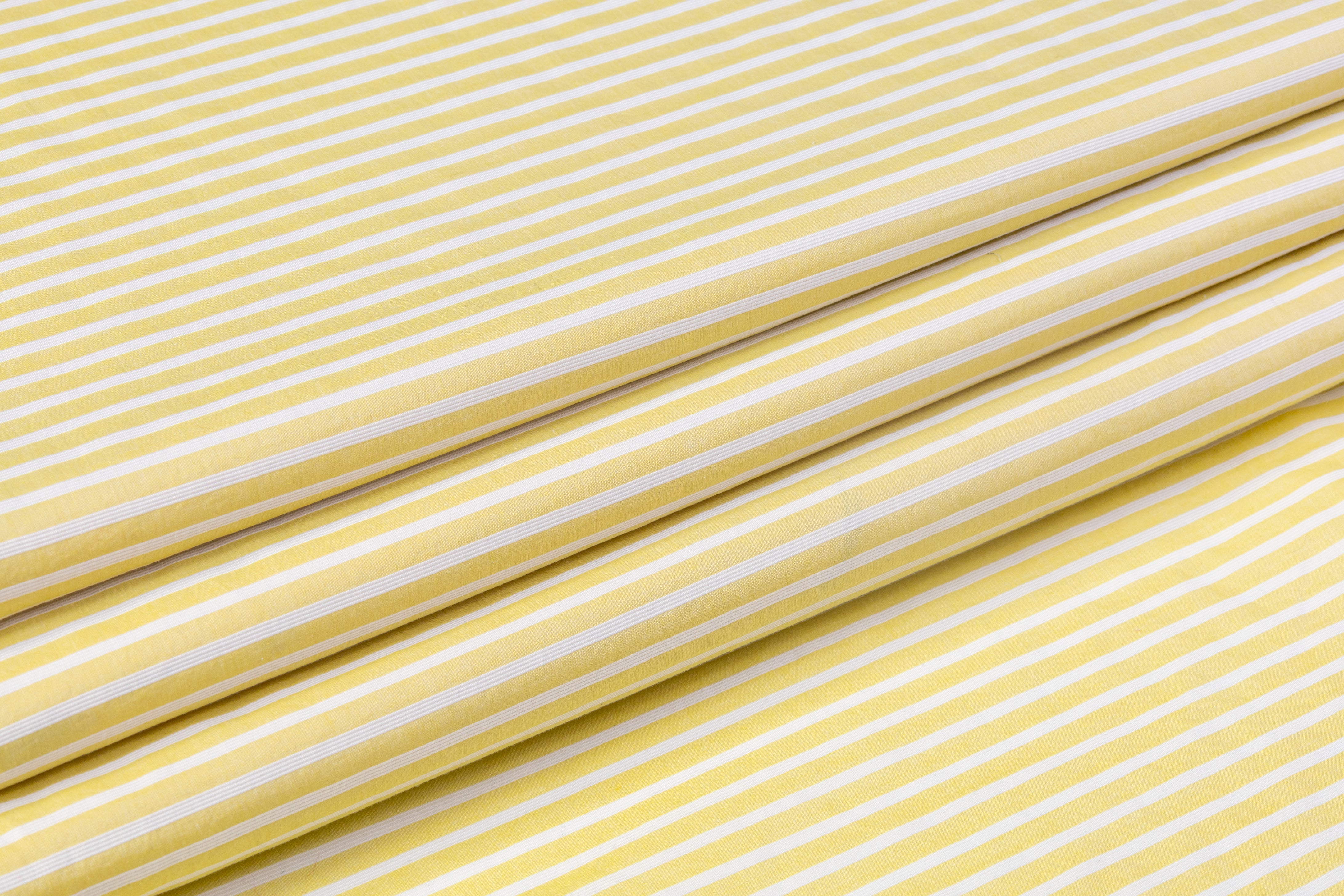 Striped Cotton Shirting - Yellow / White
