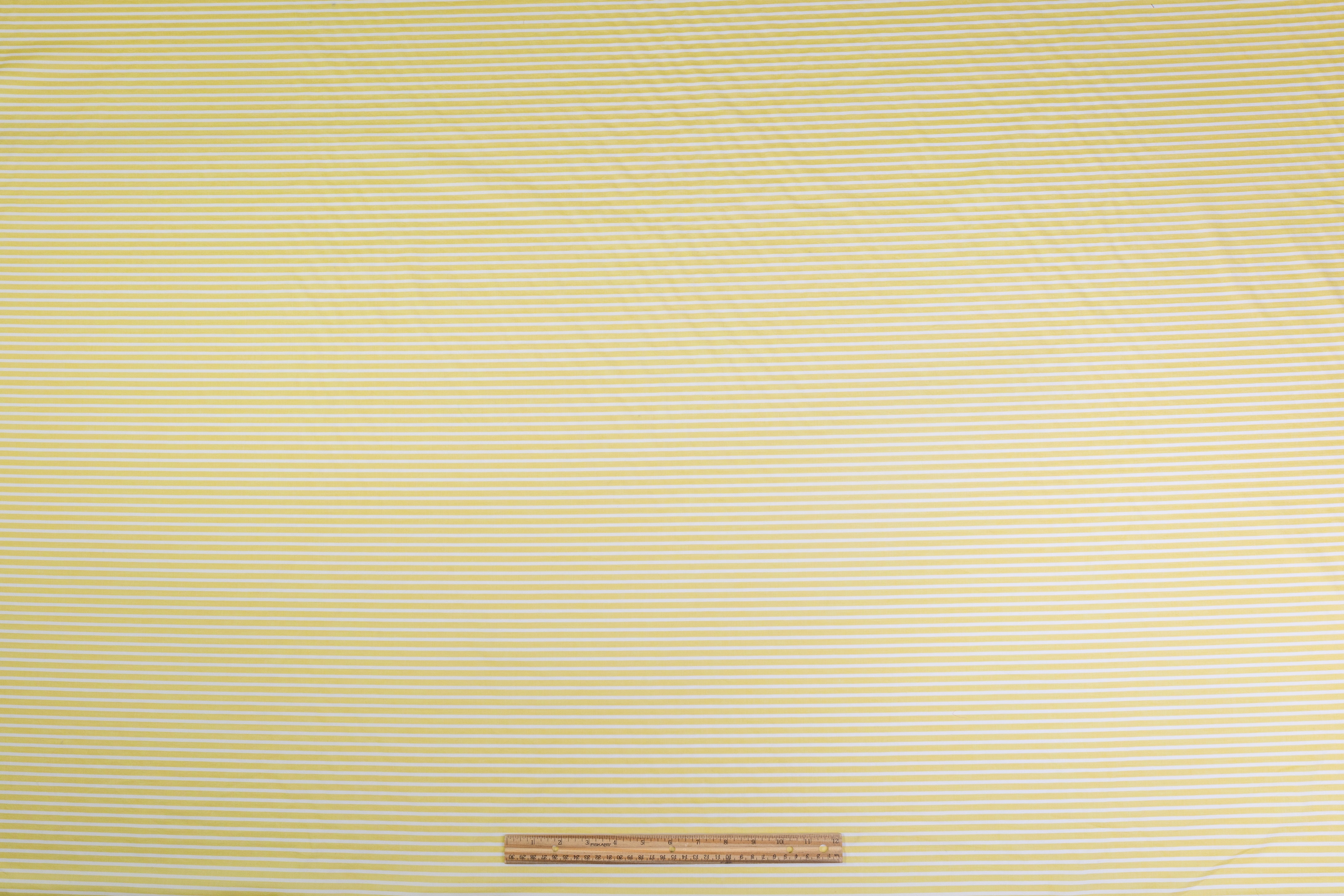 Striped Cotton Shirting - Yellow / White