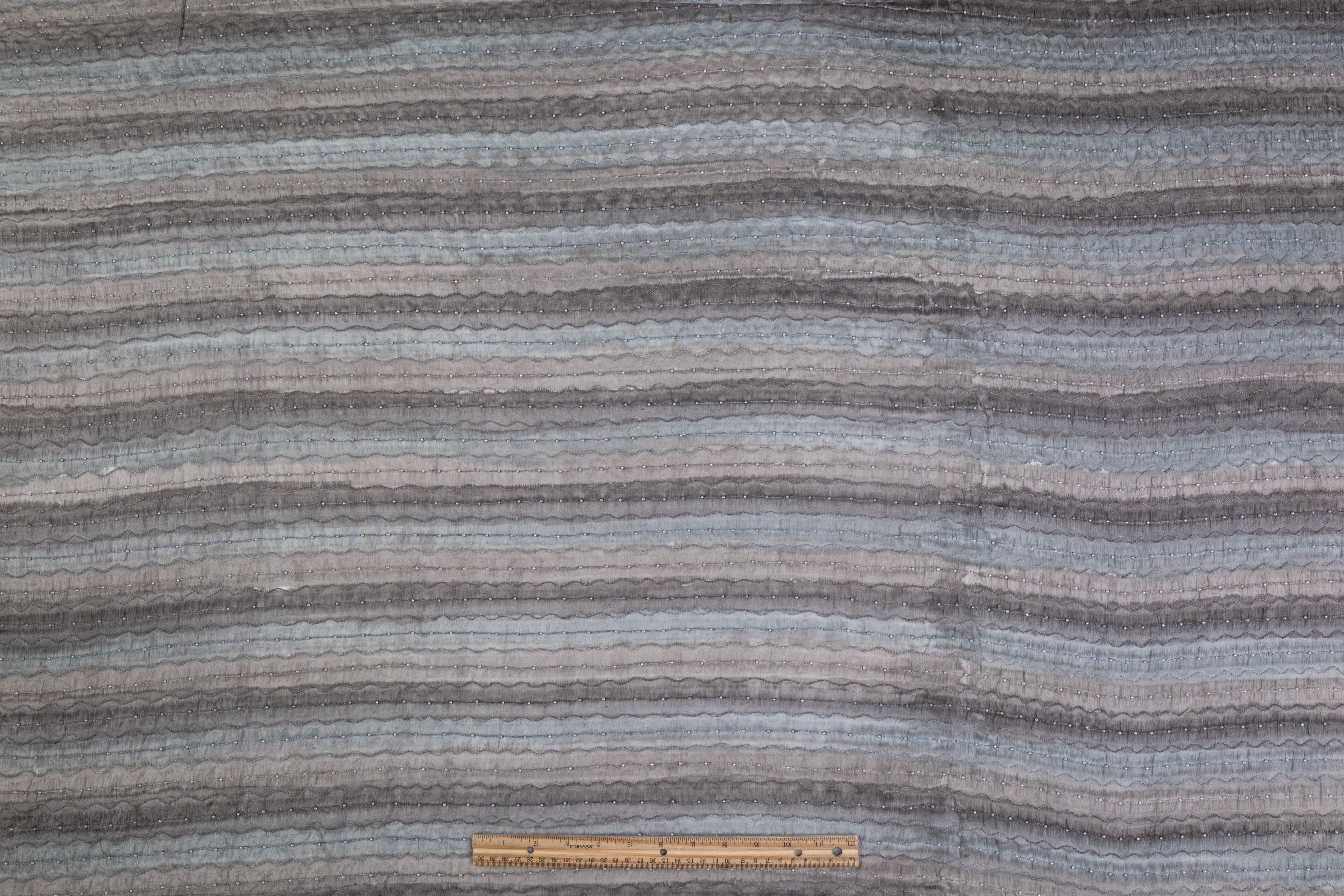 Embroidered and Beaded Silk - Gray