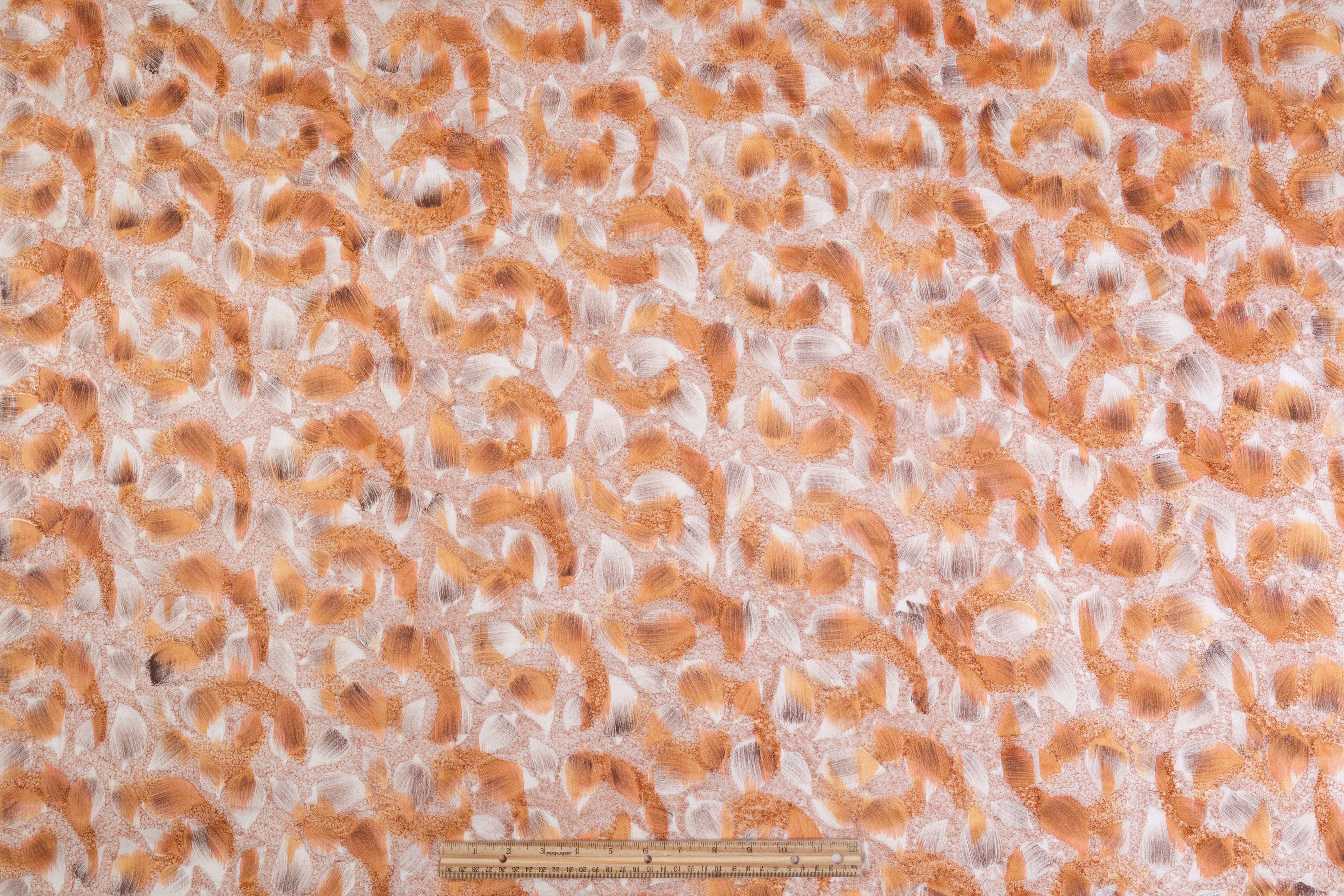 Metallic Silk Viscose Organza Brocade - Orange / Copper