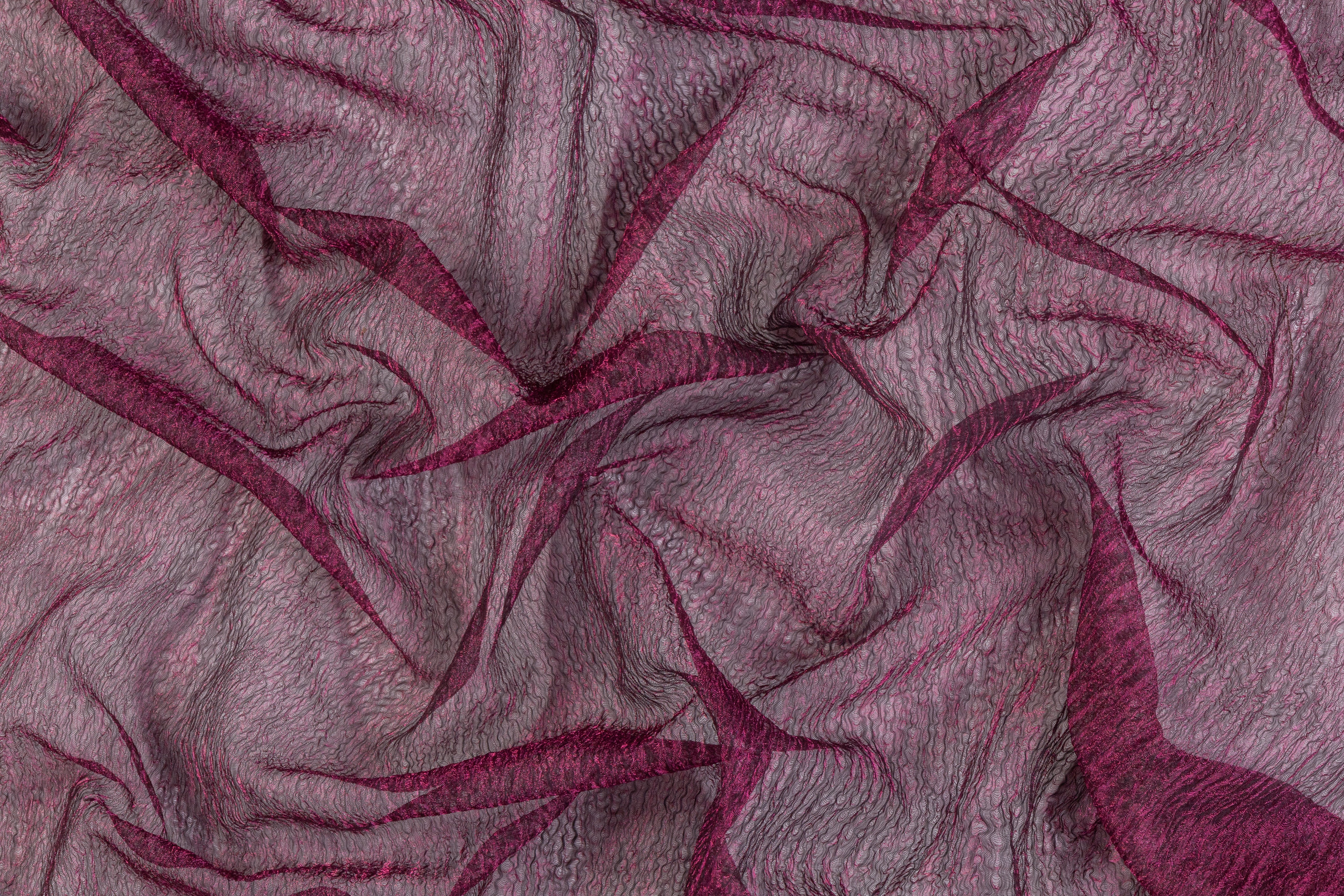 Iridescent Crinkled Organza Lamé - Wine
