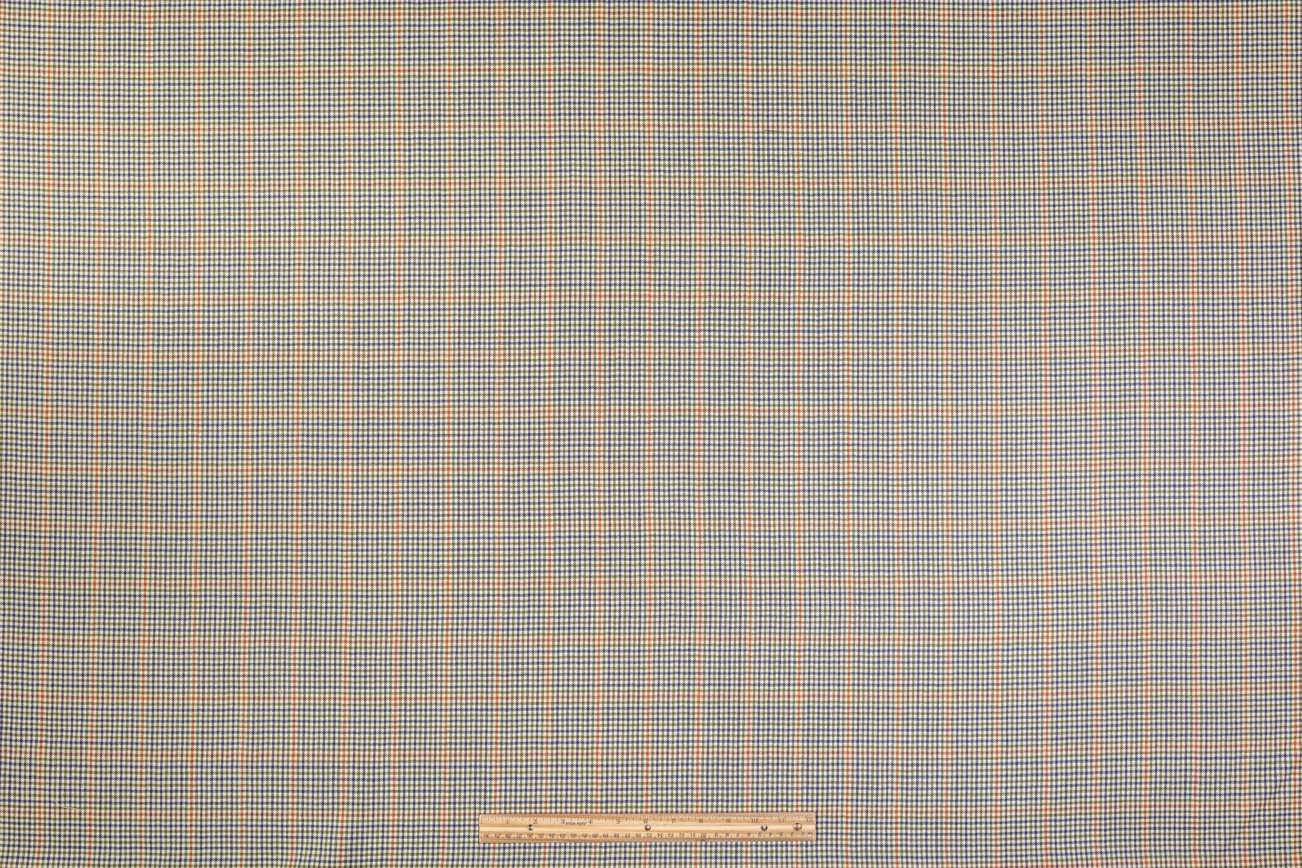Checked Superfine Worsted Wool Suiting - Green / Blue / Orange