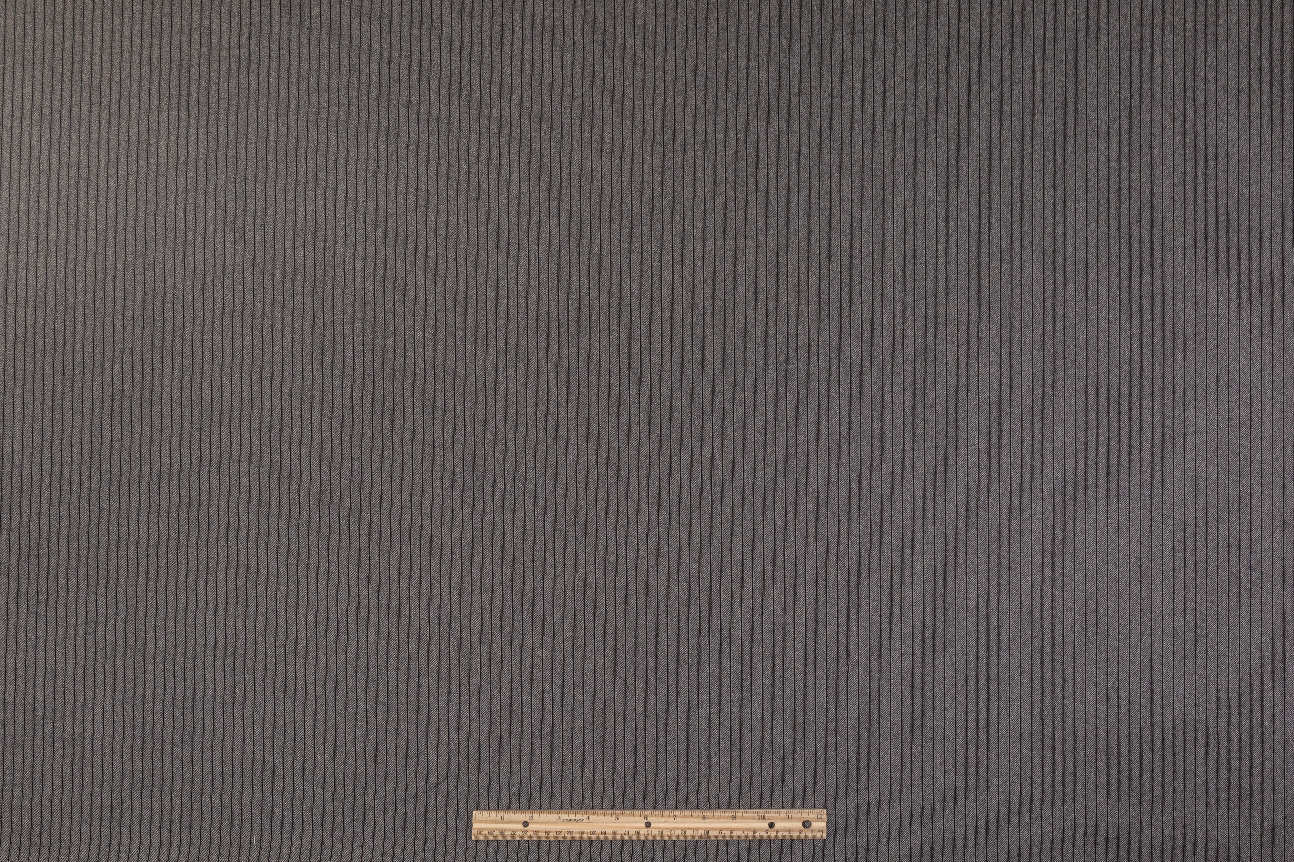 Striped Italian Wool Suiting - Charcoal Gray / Black