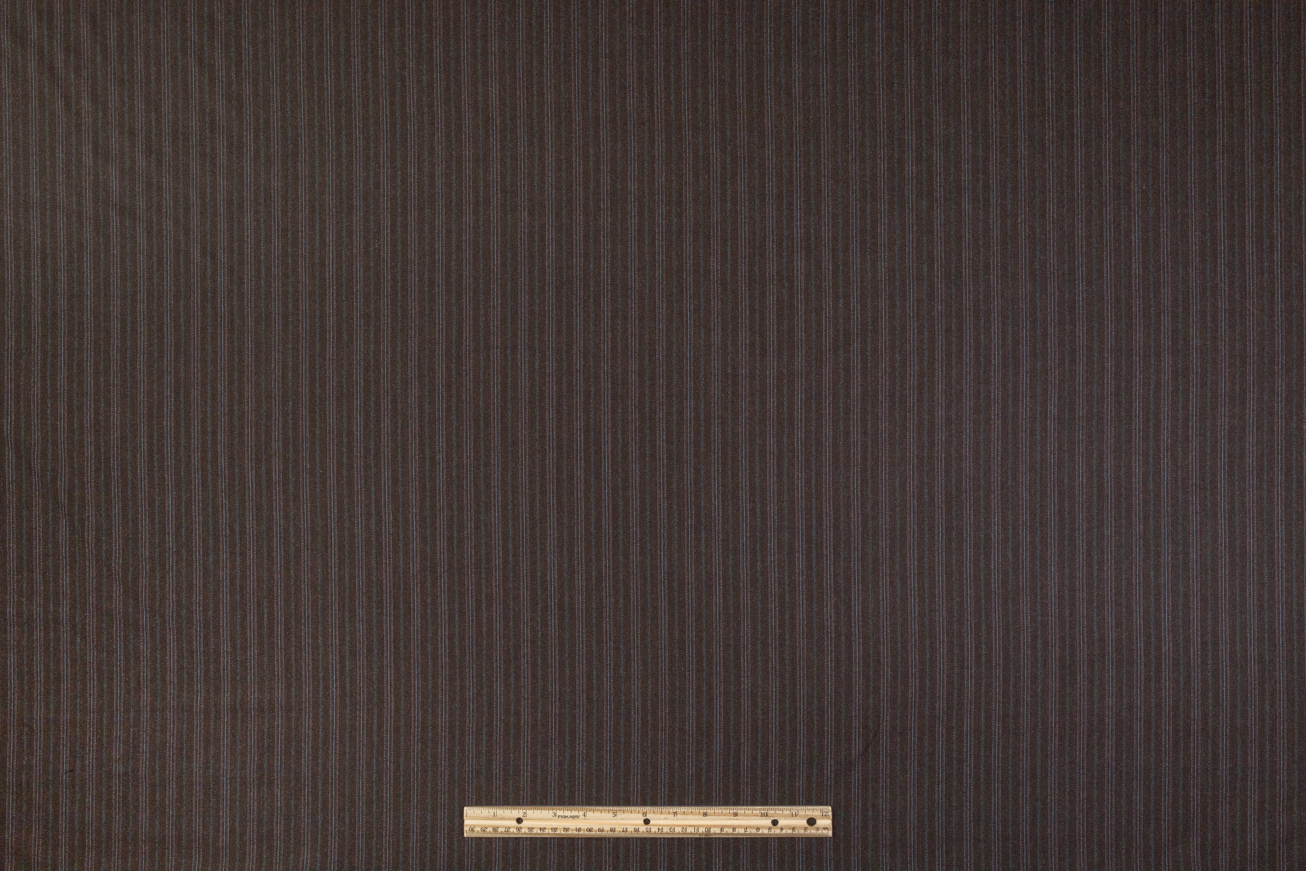 Striped Superfine Worsted Wool Suiting - Brown