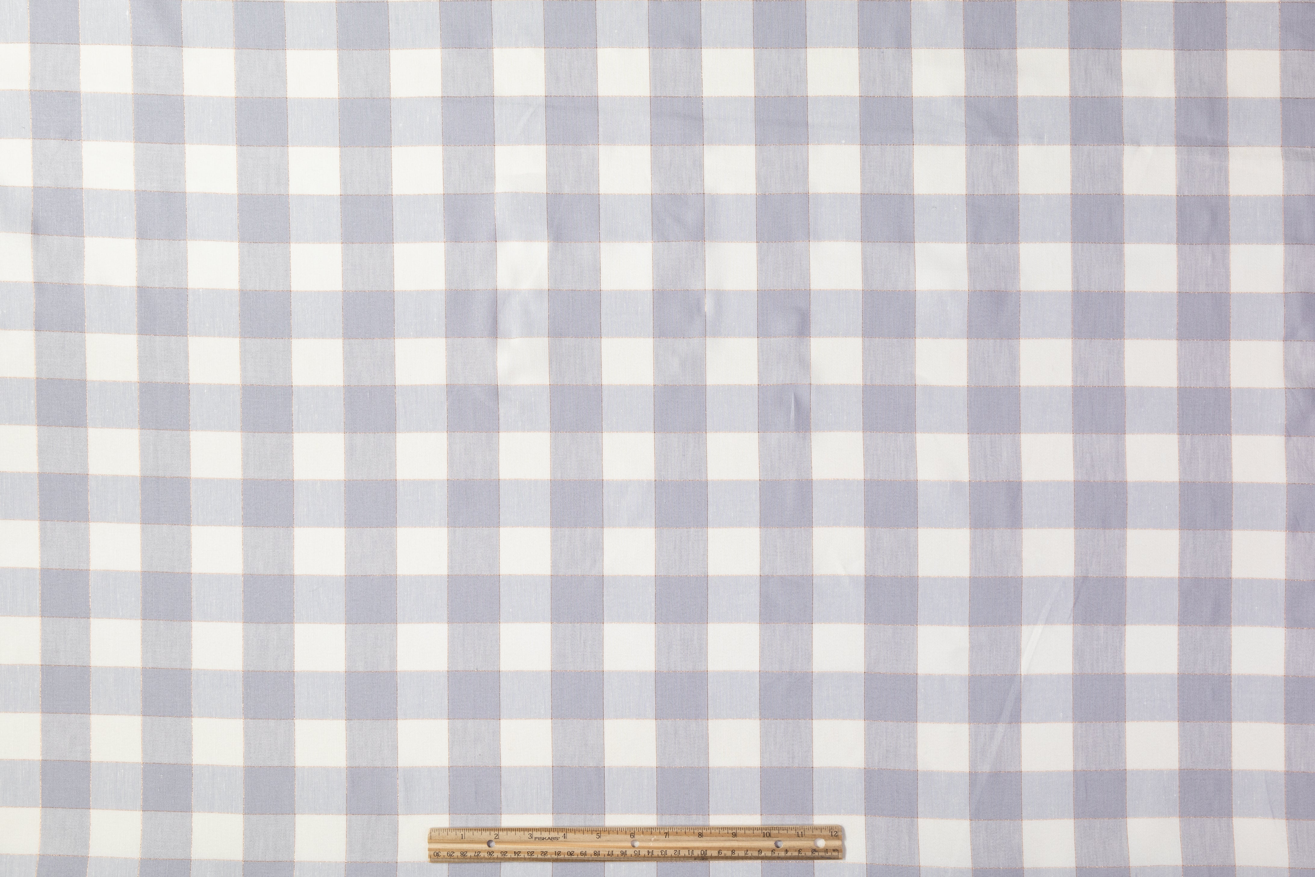 Checked Metallic Linen - Gray / White / Gold