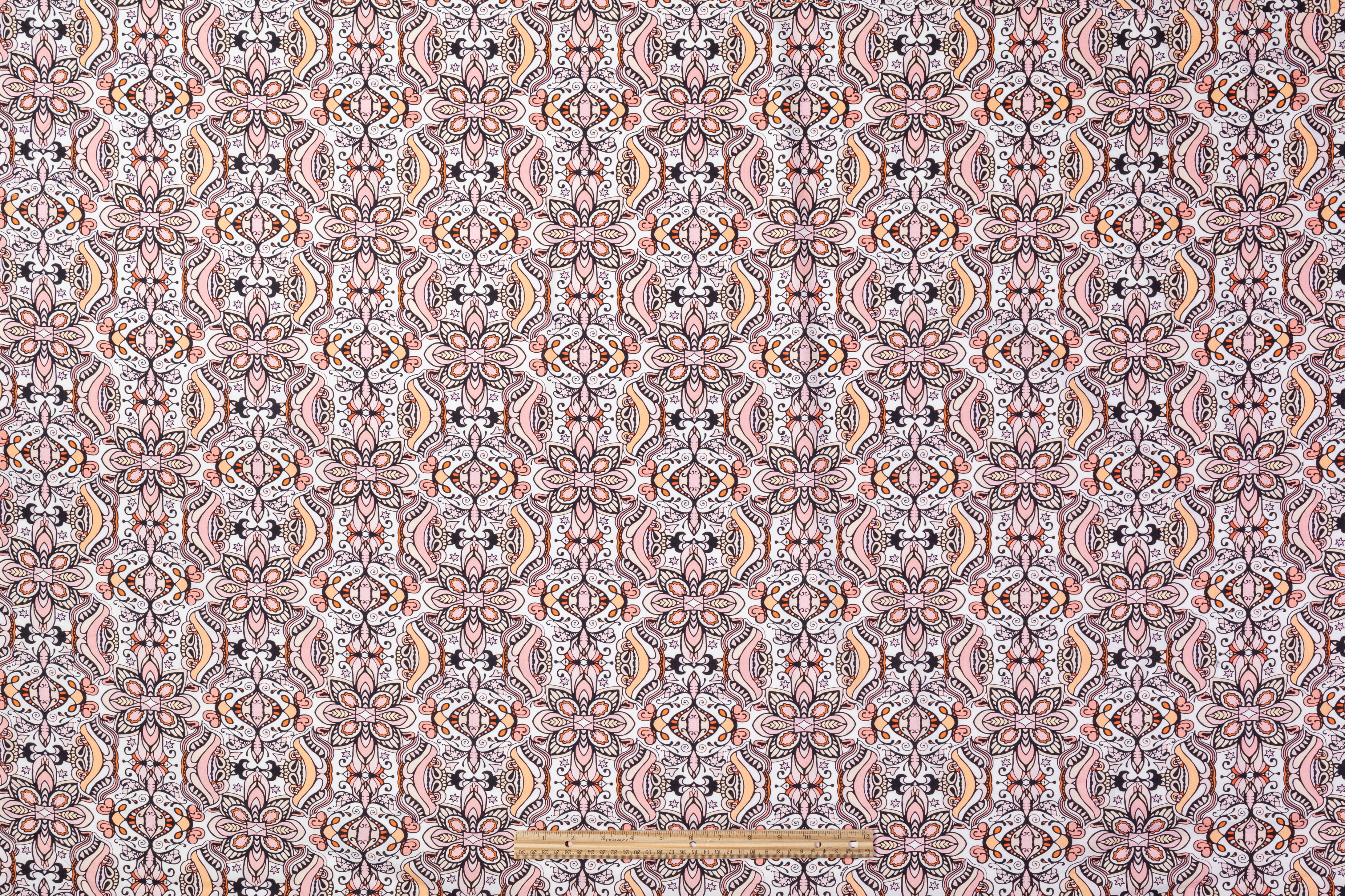 Floral Printed Italian Cotton - Peach / Pink / White