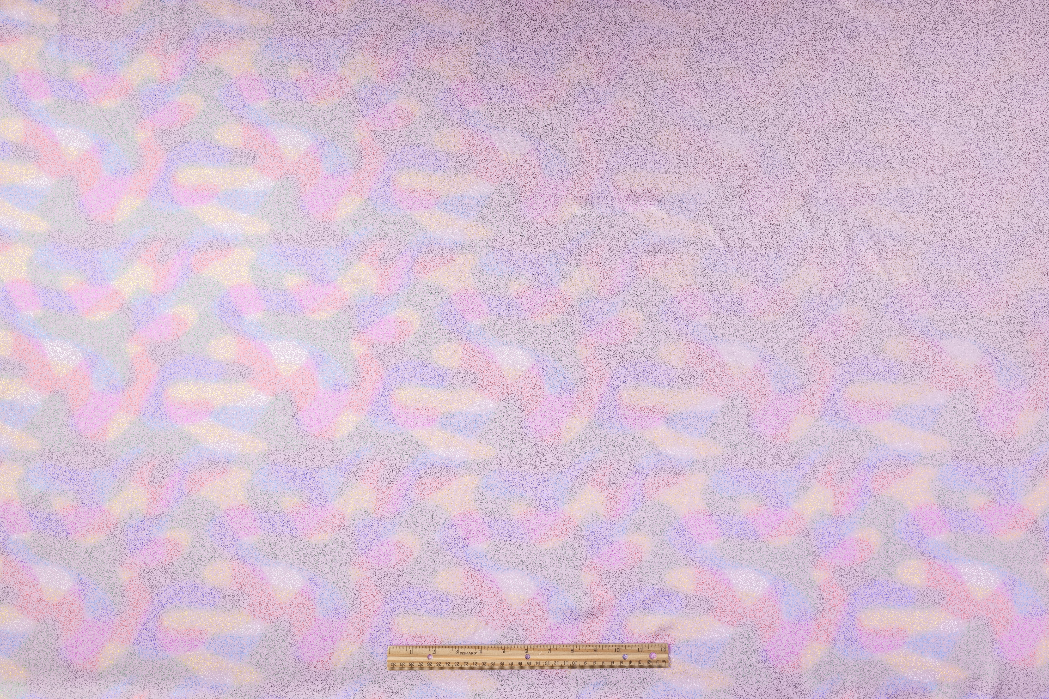 Abstract Laminated Italian Silk Charmeuse - Lilac / Multicolor