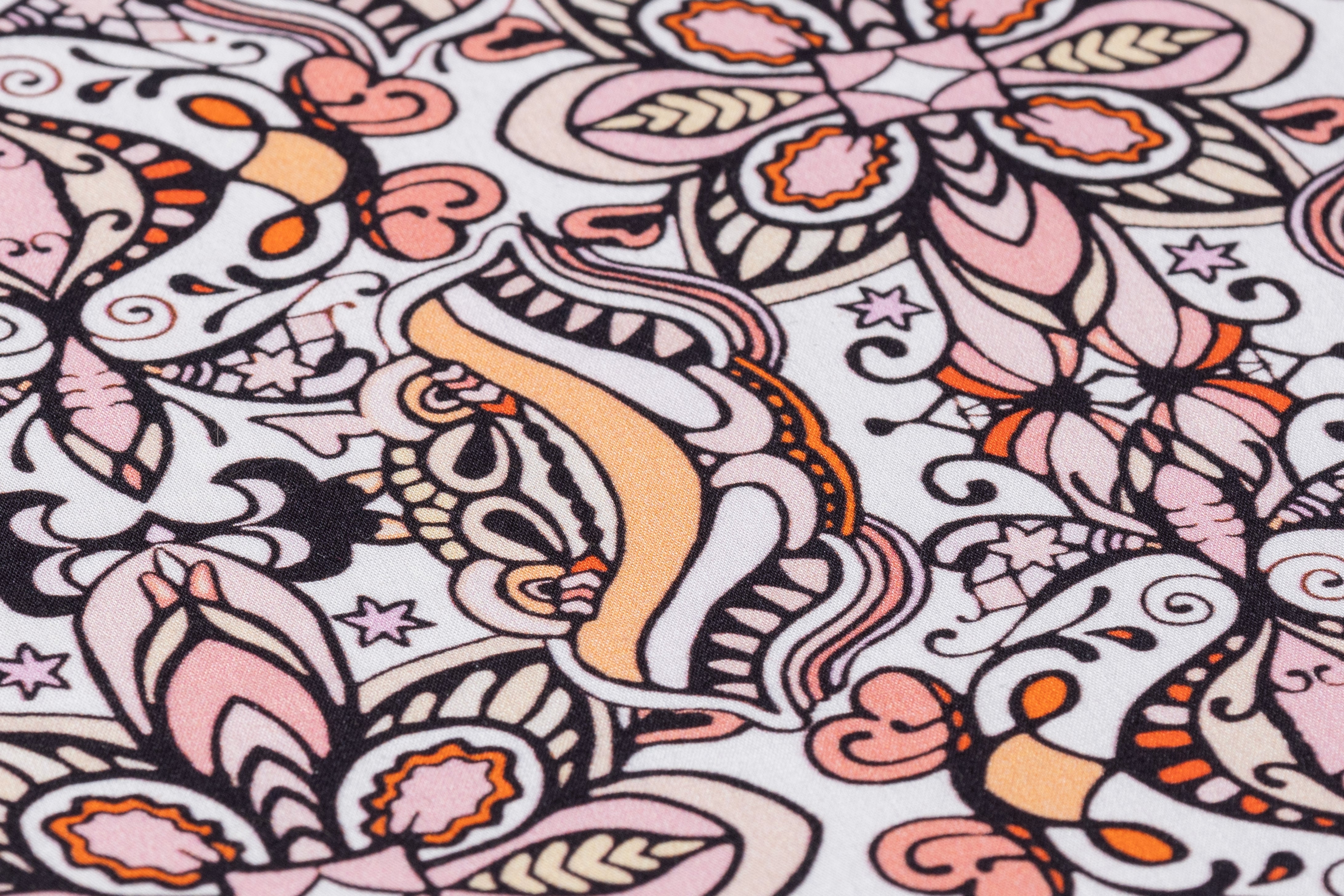 Floral Printed Italian Cotton - Peach / Pink / White