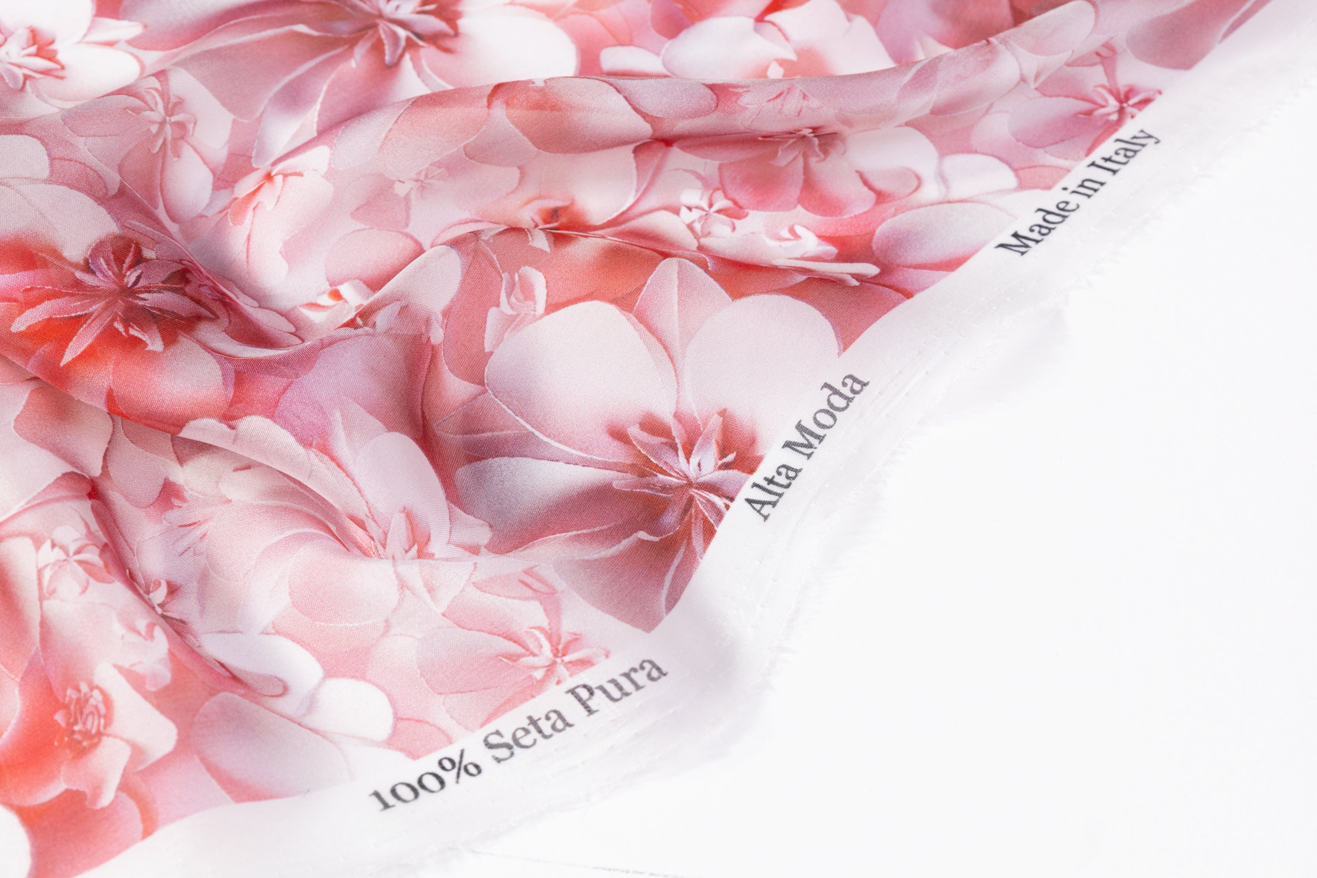 Floral Italian Silk Chiffon - Rose / White
