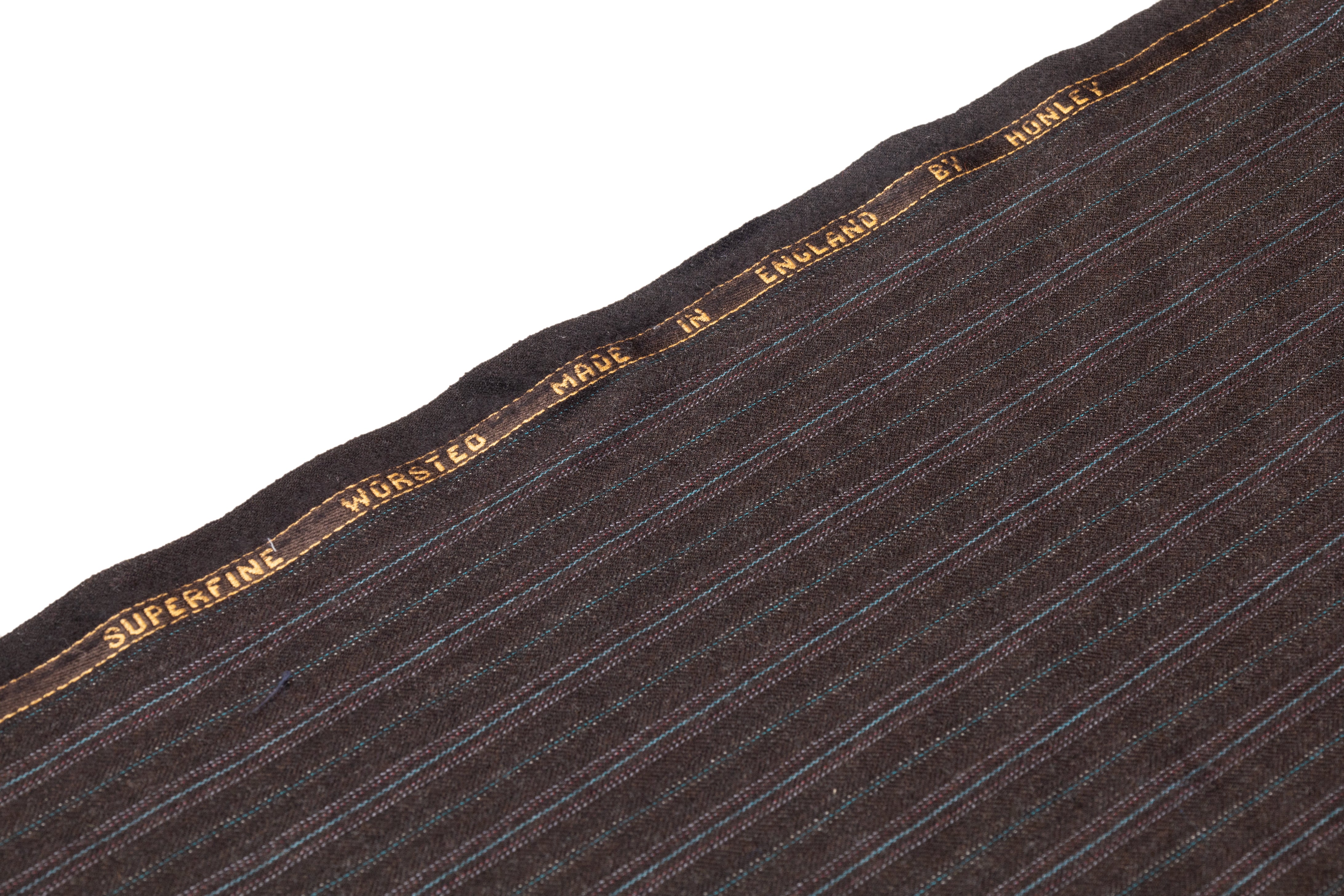 Striped Superfine Worsted Wool Suiting - Brown