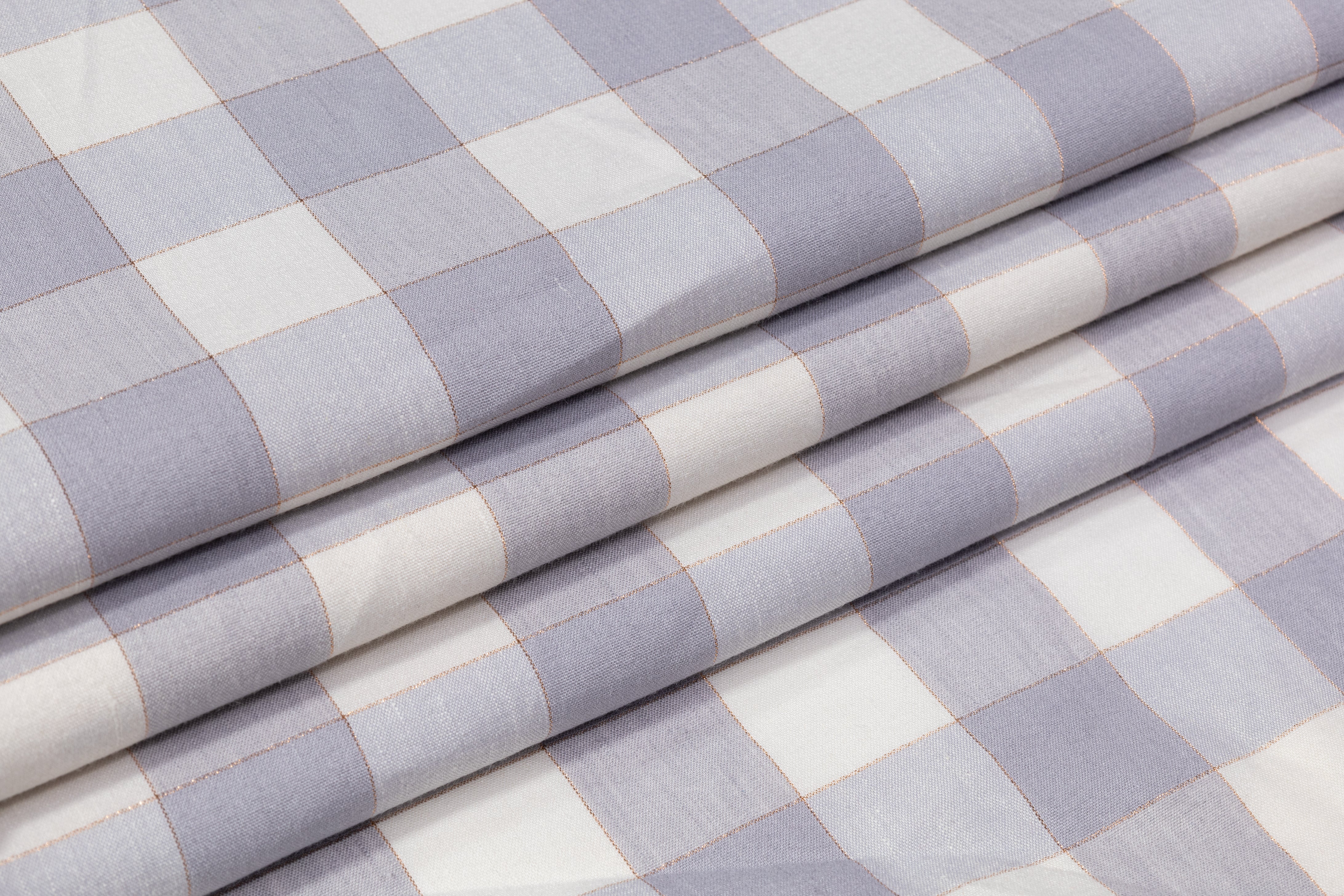 Checked Metallic Linen - Gray / White / Gold