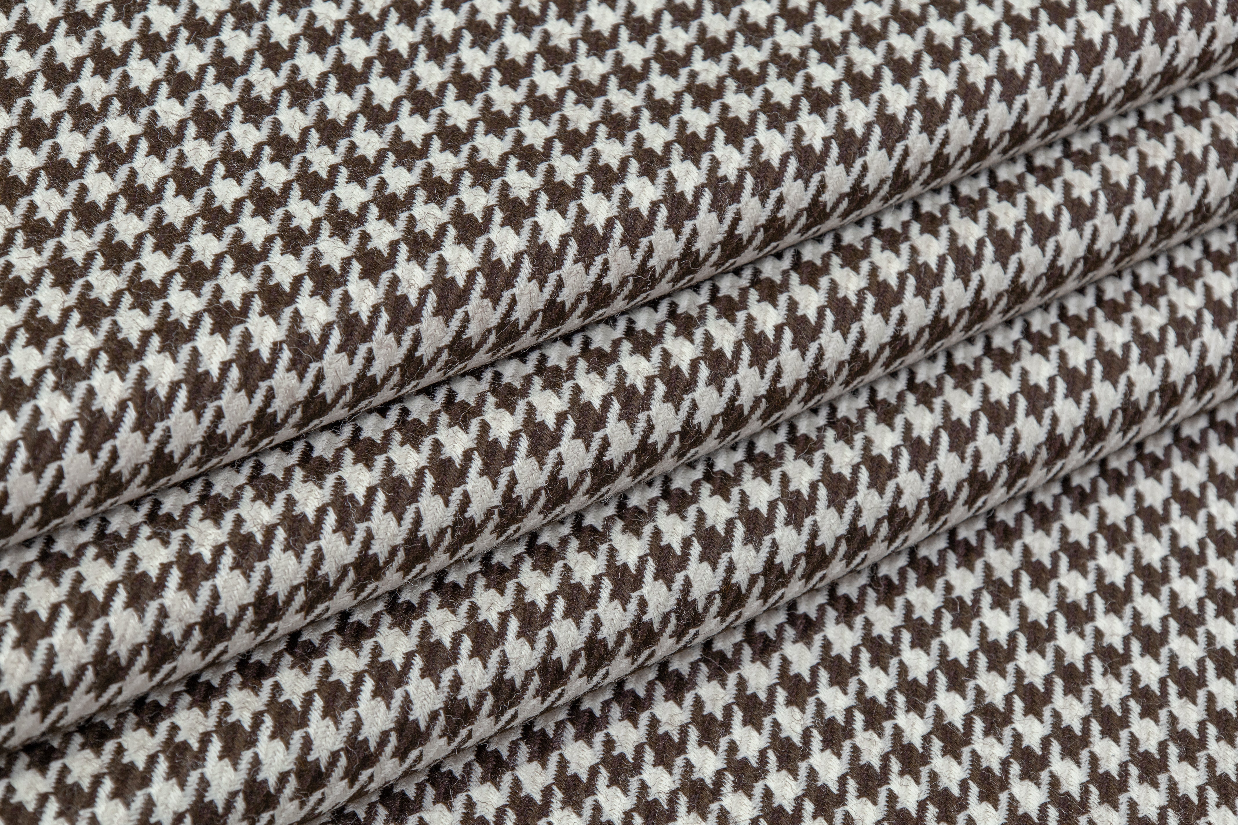 Houndstooth Italian Wool Suiting - Brown / White