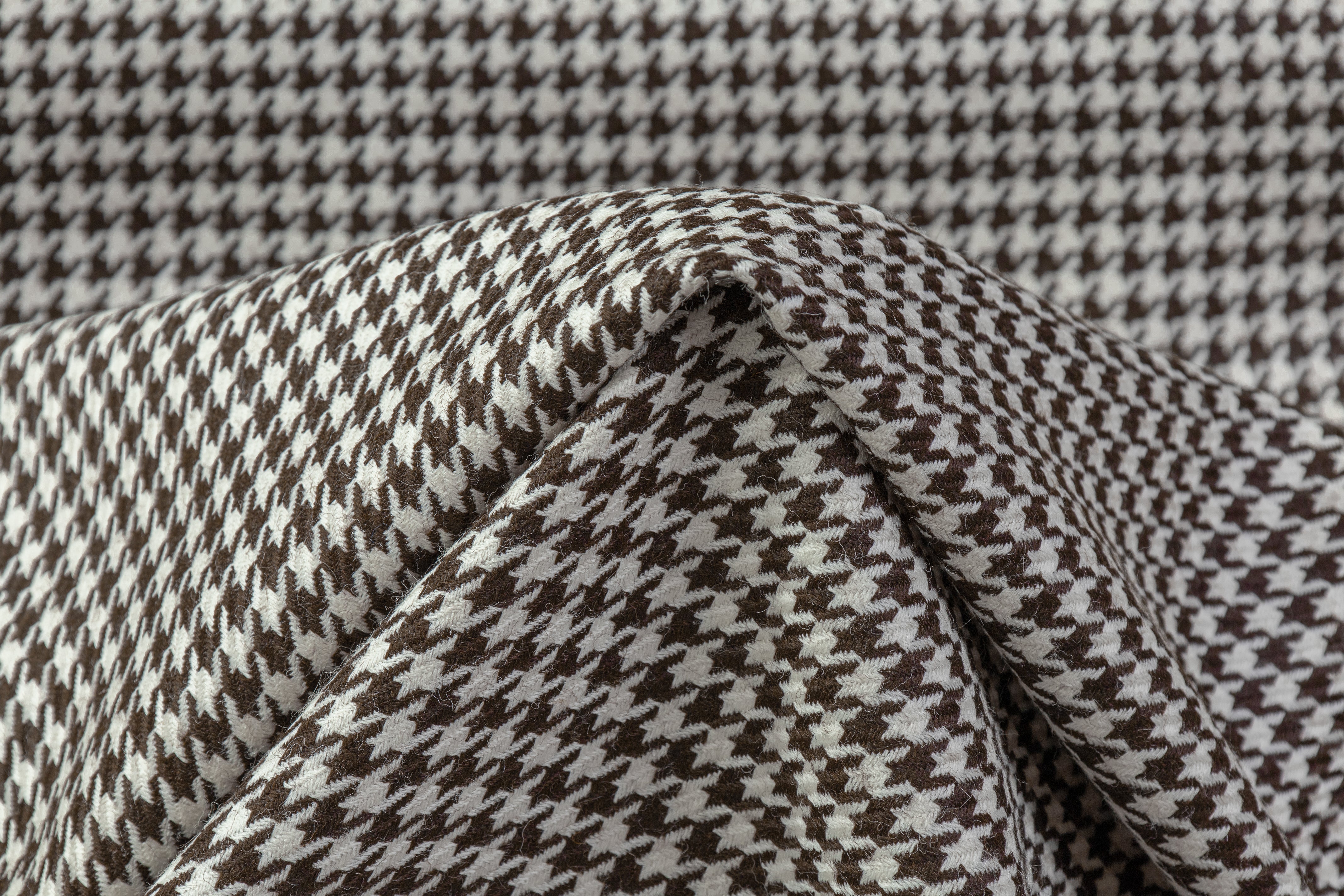 Houndstooth Italian Wool Suiting - Brown / White