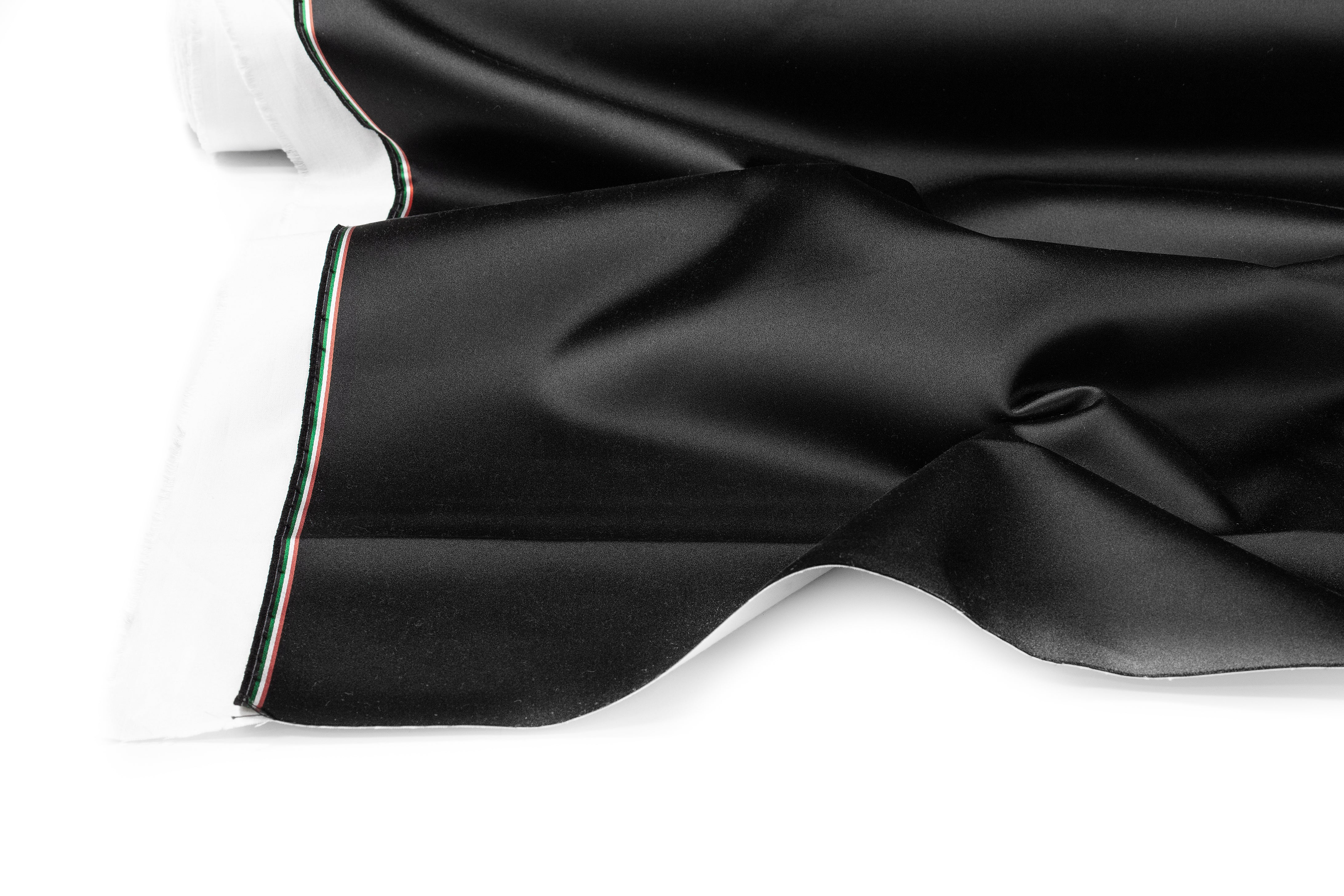 Italian Cotton Backed Silk Viscose Satin - Black