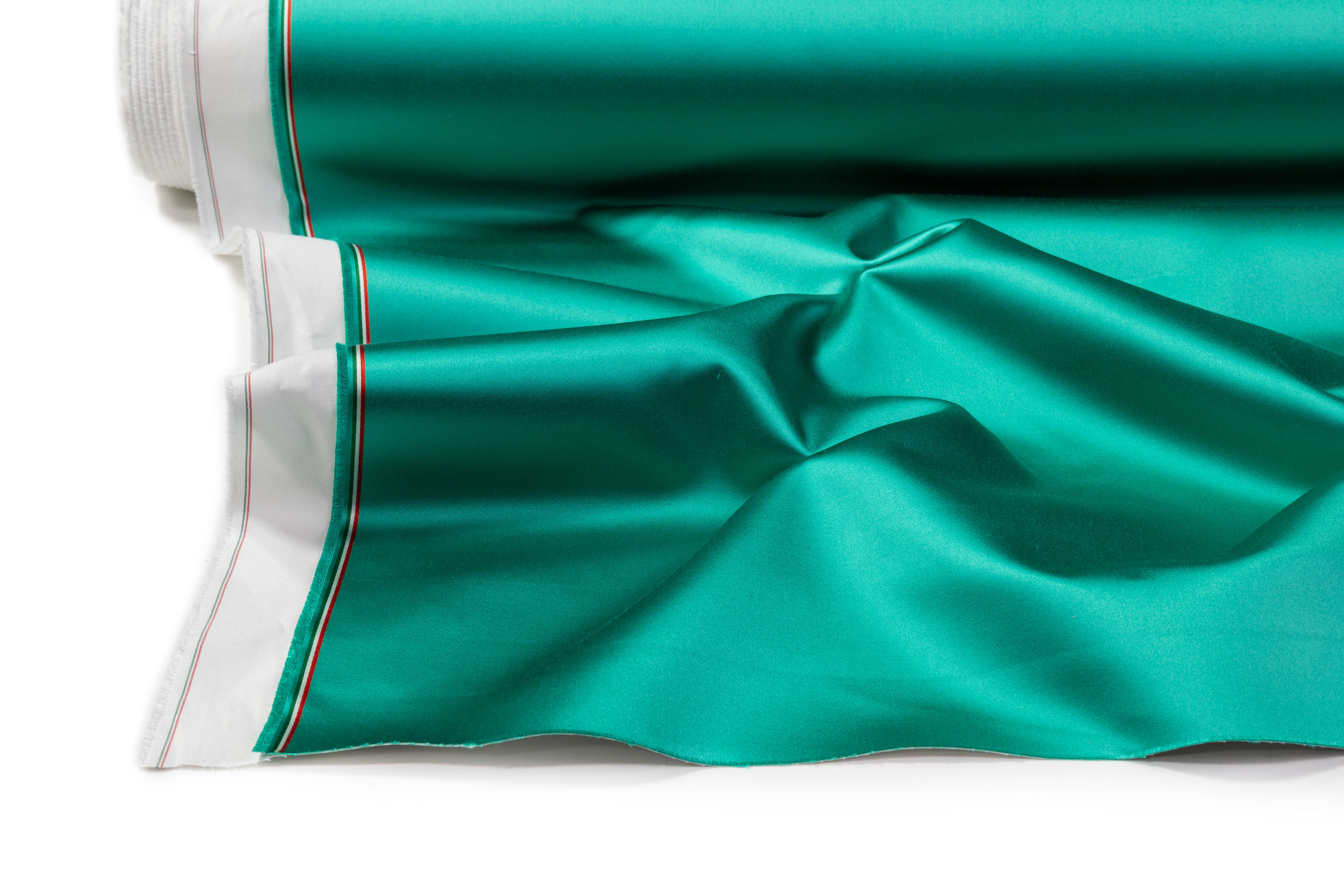 Italian Cotton Backed Silk Viscose Satin - Jade Green