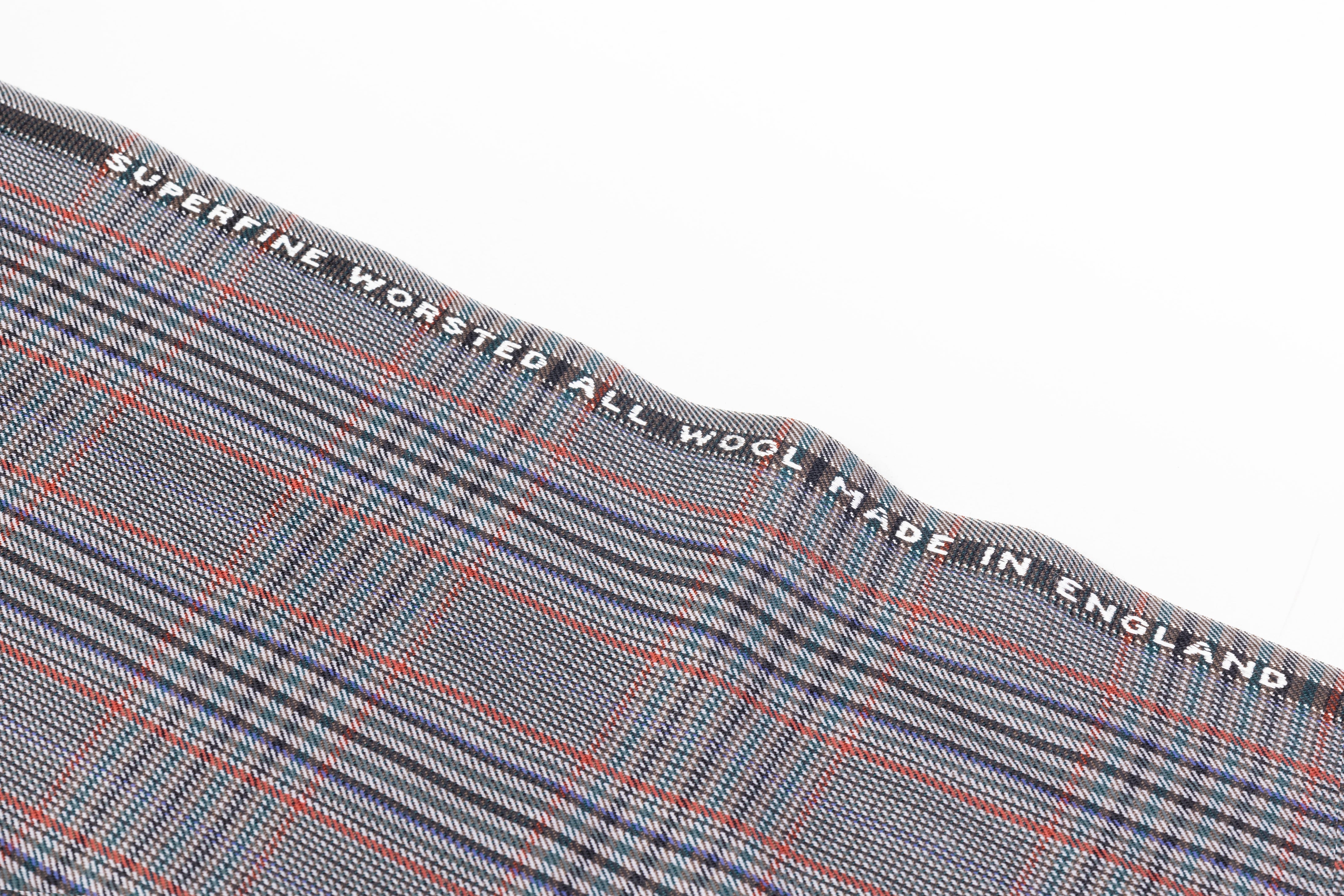 Checked Superfine Worsted Wool Suiting - Gray