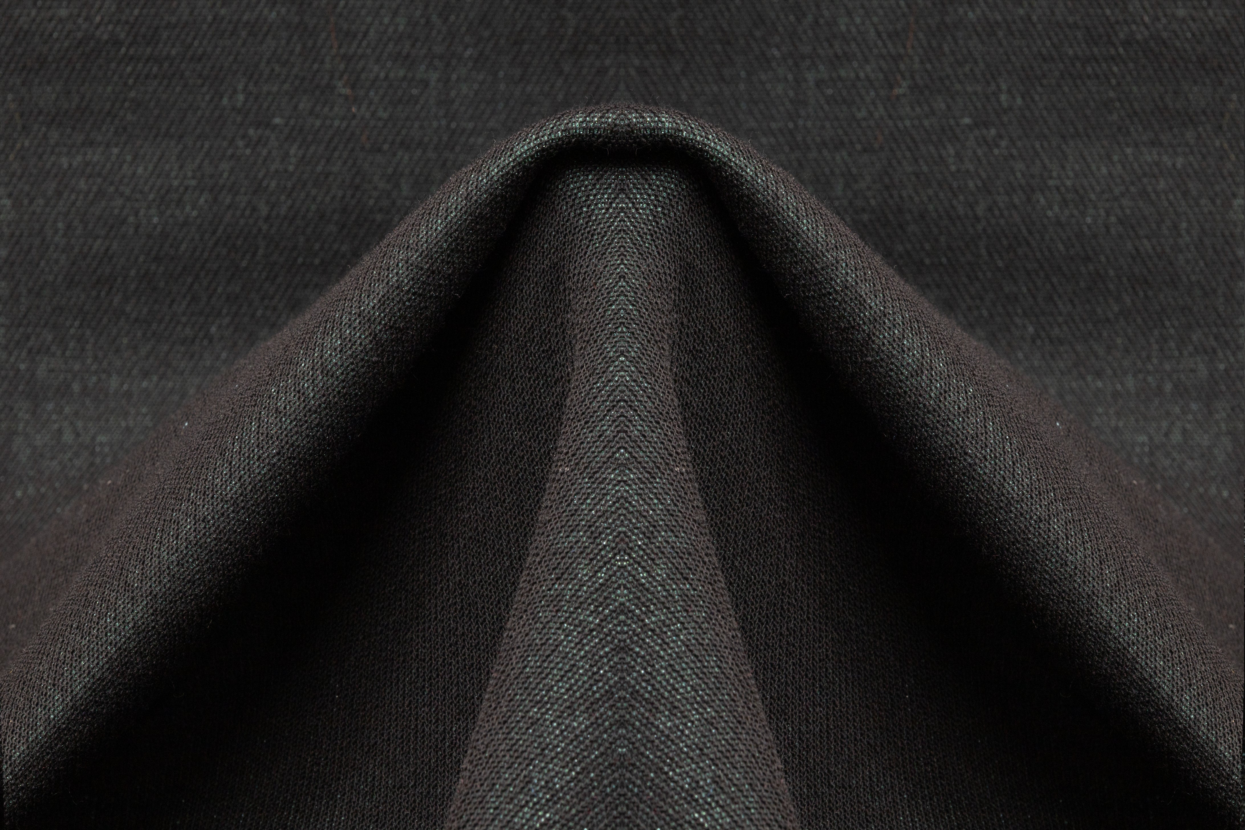 Metallic Wool Blend Tweed - Black / Teal Green
