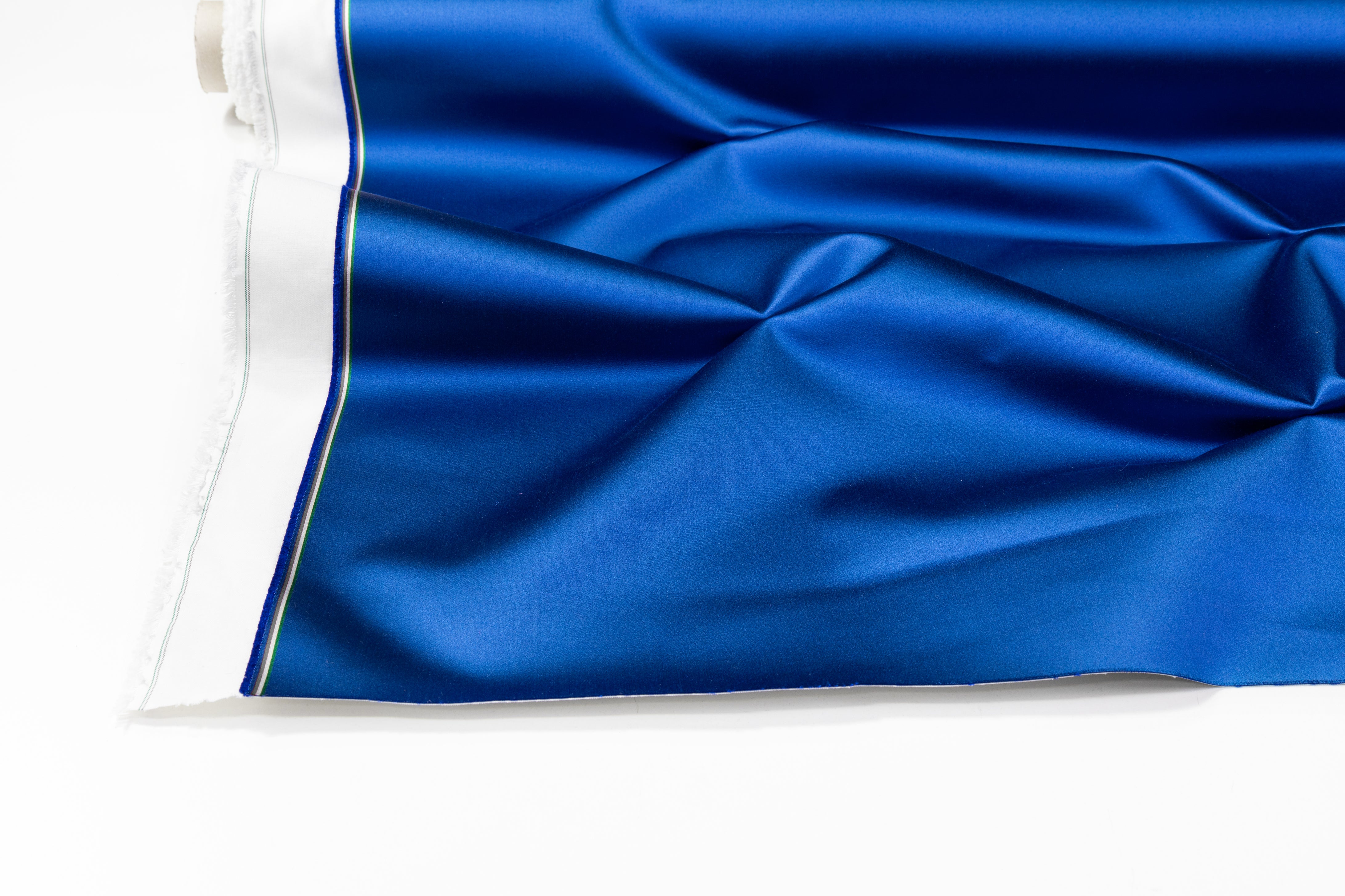 Italian Cotton Backed Silk Viscose Satin - Blue