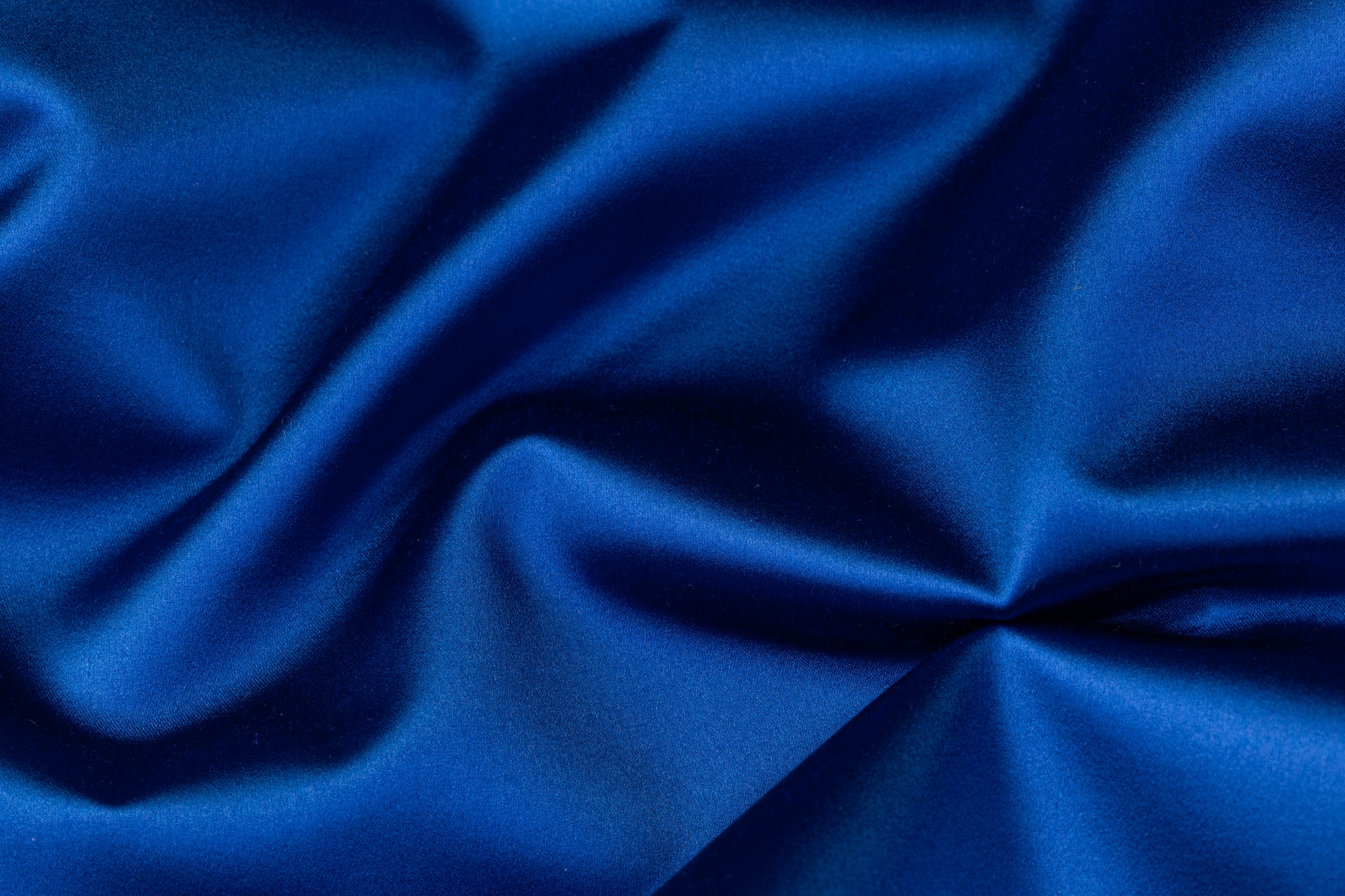Italian Cotton Backed Silk Viscose Satin - Blue